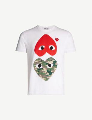 Heart-print cotton-jersey T-shirt by COMME DES GARCONS