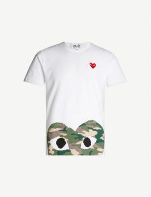 Heart-print cotton-jersey T-shirt by COMME DES GARCONS