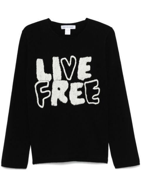 Live Free-embroidered sweater by COMME DES GARCONS