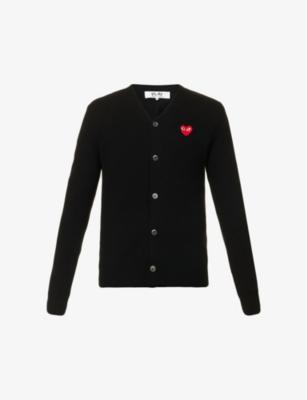 Logo-embroidered V-neck wool cardigan by COMME DES GARCONS