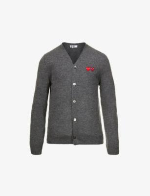 Logo-embroidered V-neck wool cardigan by COMME DES GARCONS