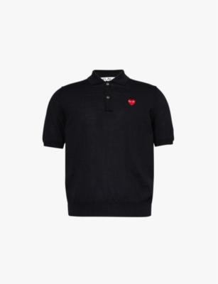 Logo-patch short-sleeve wool polo shirt by COMME DES GARCONS