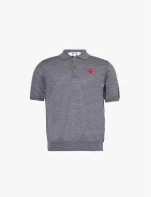 Logo-patch short-sleeve wool polo shirt by COMME DES GARCONS
