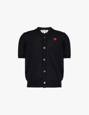 Logo-patch short-sleeve wool polo shirt by COMME DES GARCONS
