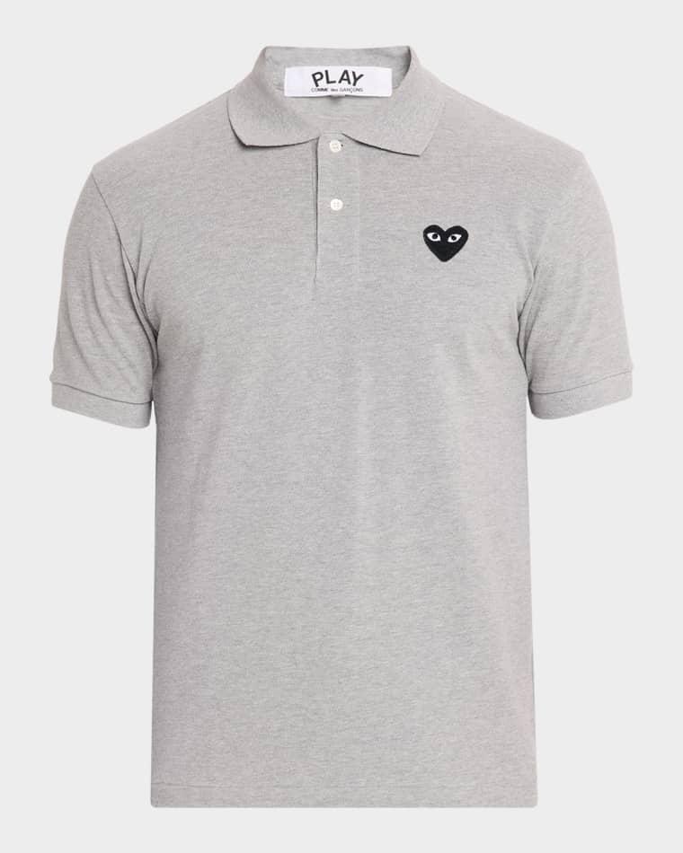 Men's Black Heart Cotton Polo Shirt by COMME DES GARCONS