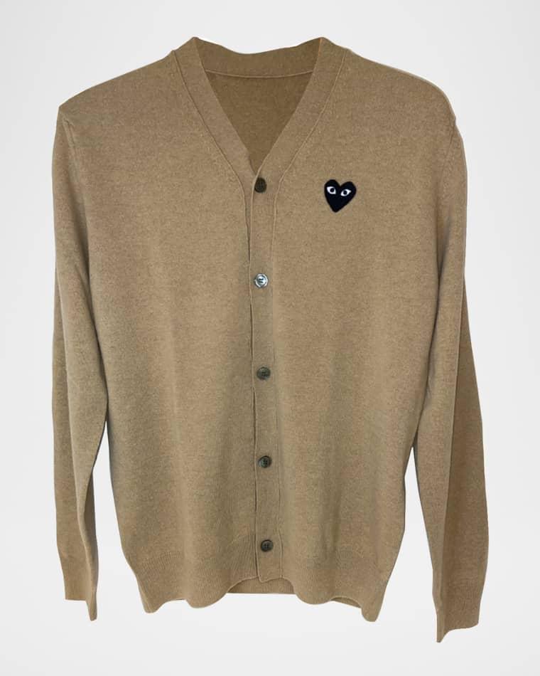 Men's Small Black Heart Cardigan Sweater by COMME DES GARCONS