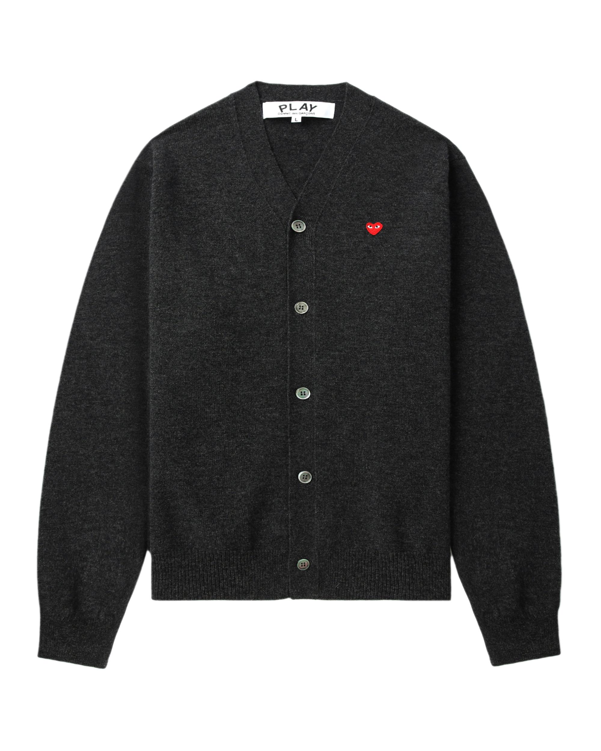 Mini heart emblem V-neck cardigan by COMME DES GARCONS