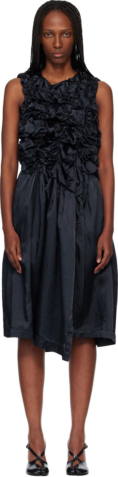 Navy Satin Thin Garment Dyed Midi Dress by COMME DES GARCONS