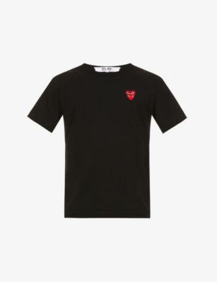 Overlap-heart print cotton-jersey T-shirt by COMME DES GARCONS