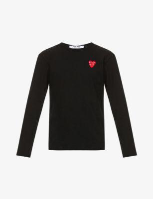 Overlap heart-print cotton-jersey top by COMME DES GARCONS