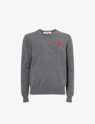 PLAY V-Neck Wool Jumper by COMME DES GARCONS