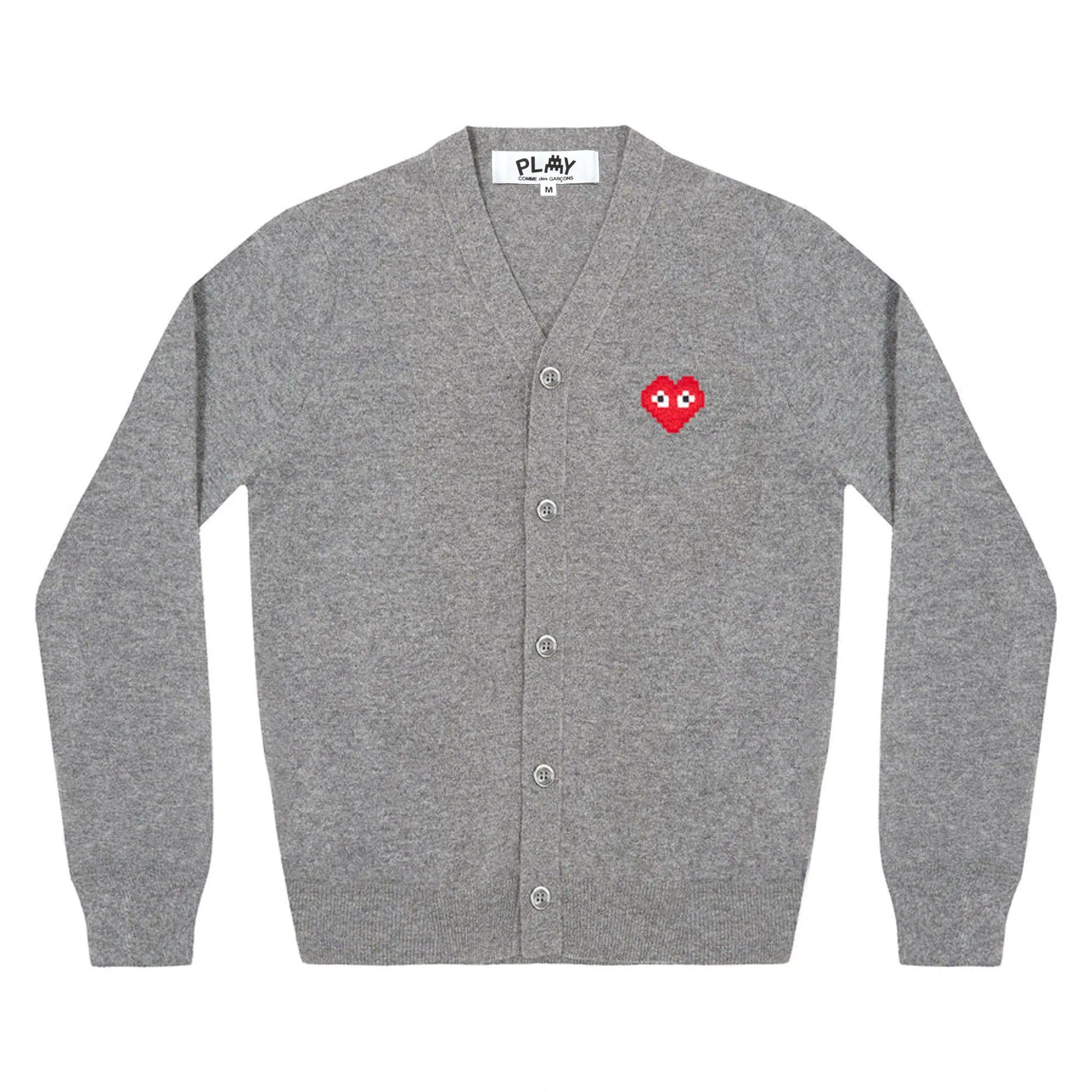 PLAY - the Artist Invader Men's Cardigan - (N084)(Grey) by COMME DES GARCONS