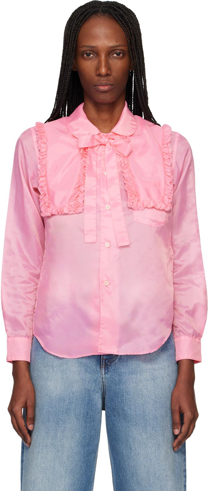 Pink Taffeta Garment Treated Shirt by COMME DES GARCONS
