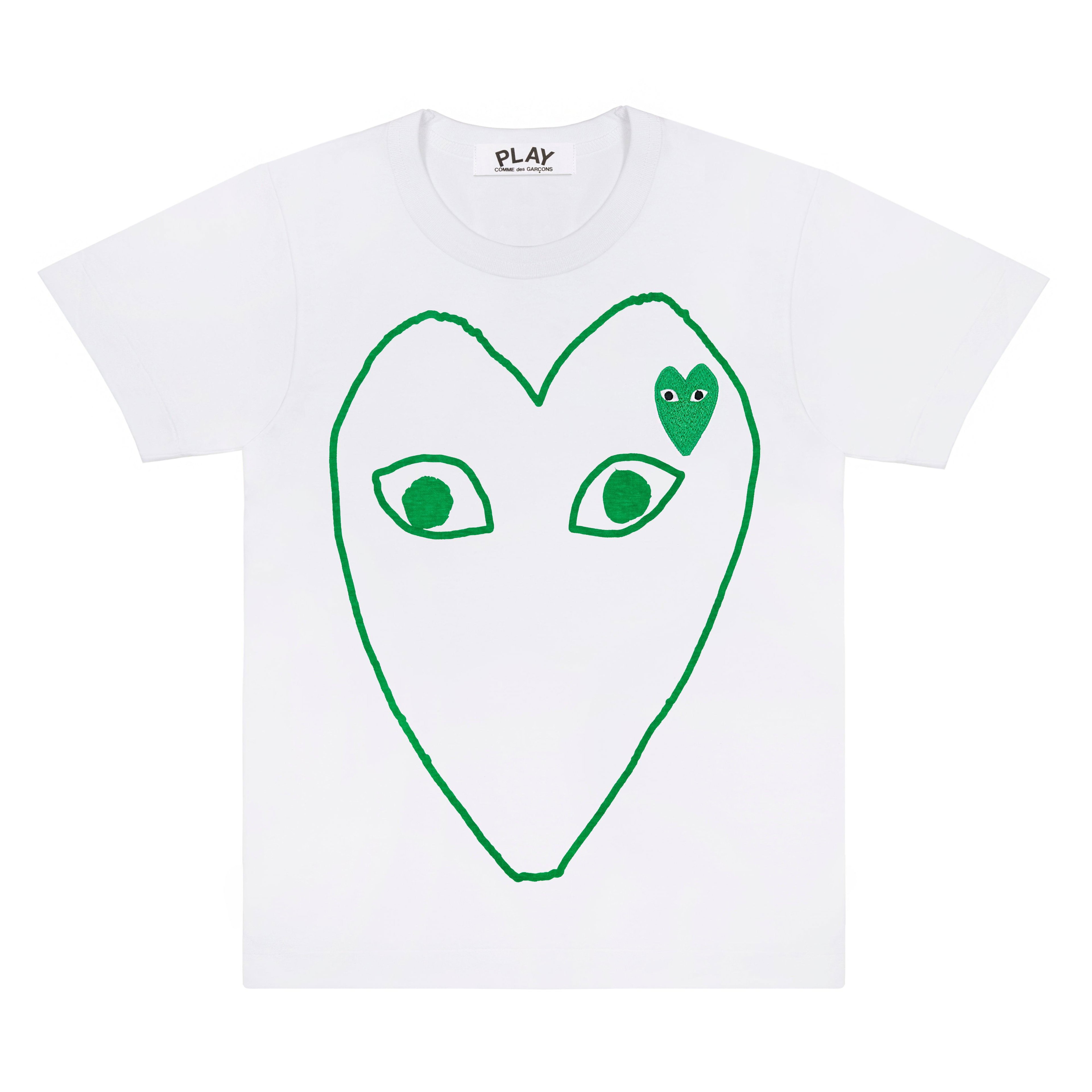 Play - Big Green Heart T-Shirt - (White) by COMME DES GARCONS