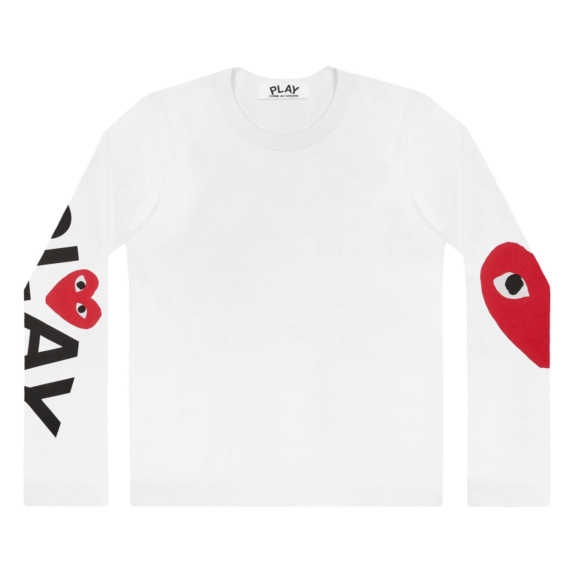 Play - Big Heart Long Sleeve - (White) by COMME DES GARCONS