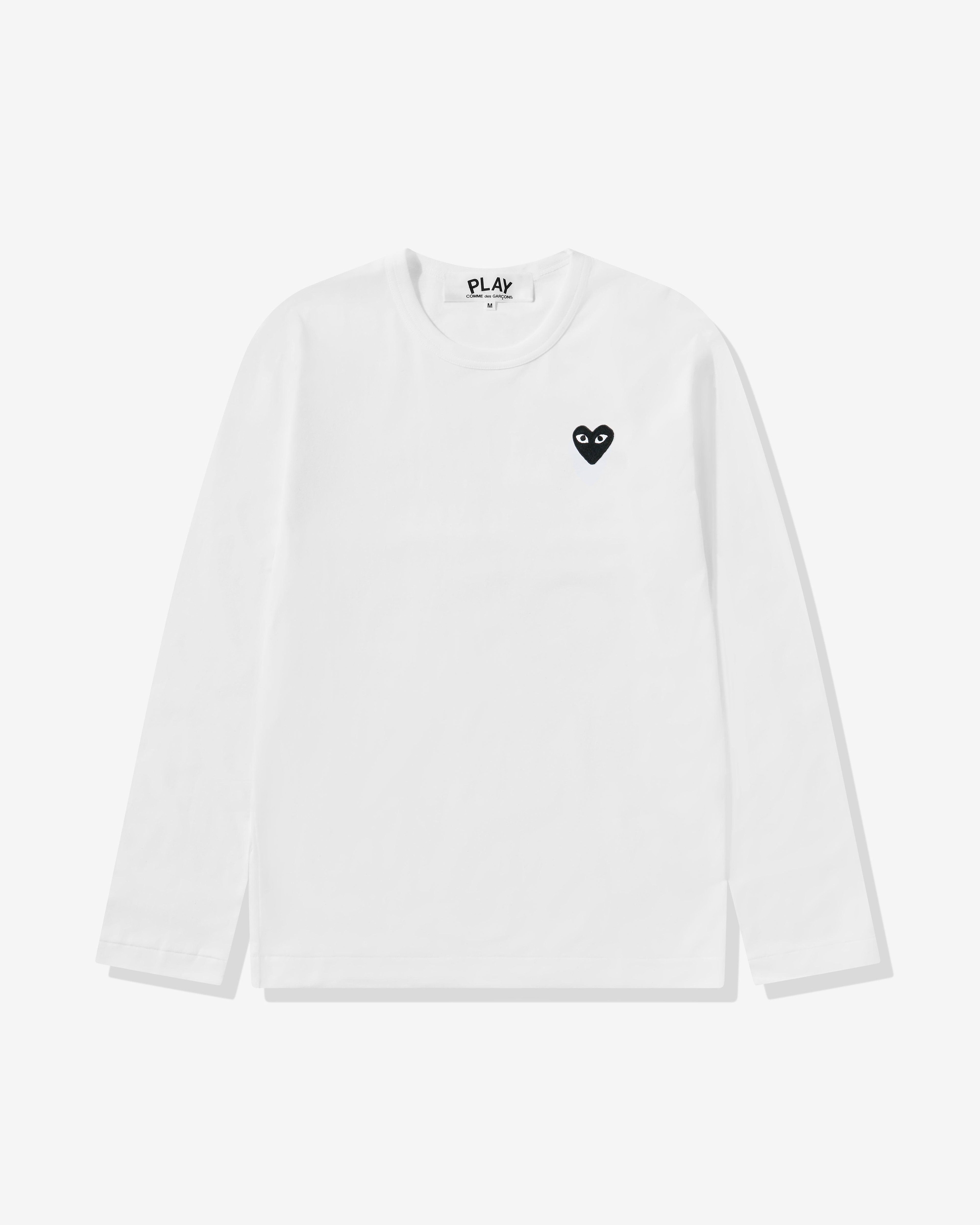 Play - Black Heart Long Sleeve T-Shirt - (White) by COMME DES GARCONS