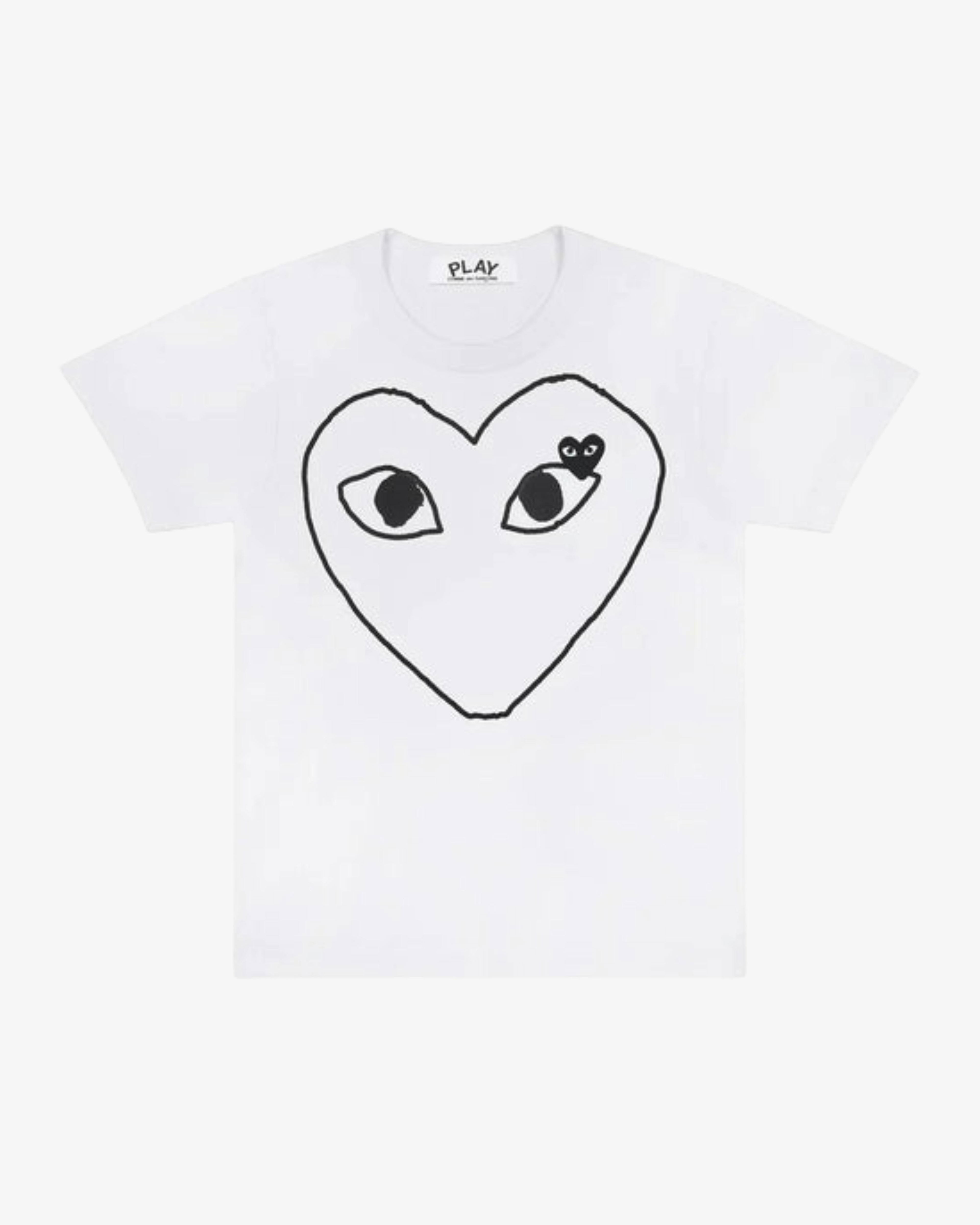 Play - Black Outline Tee - (White) by COMME DES GARCONS
