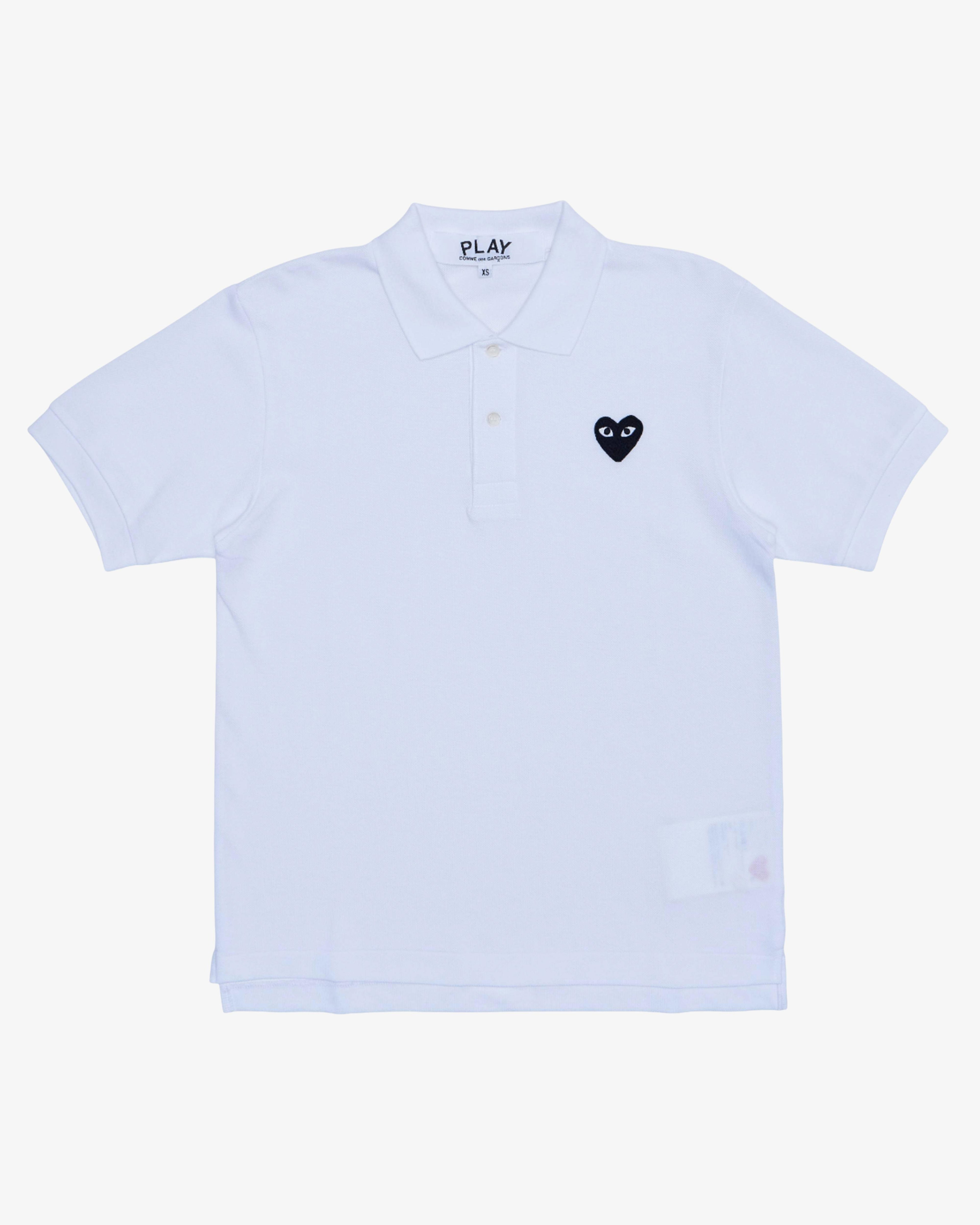 Play - Black Polo Shirt - (T065)(T066)(White) by COMME DES GARCONS
