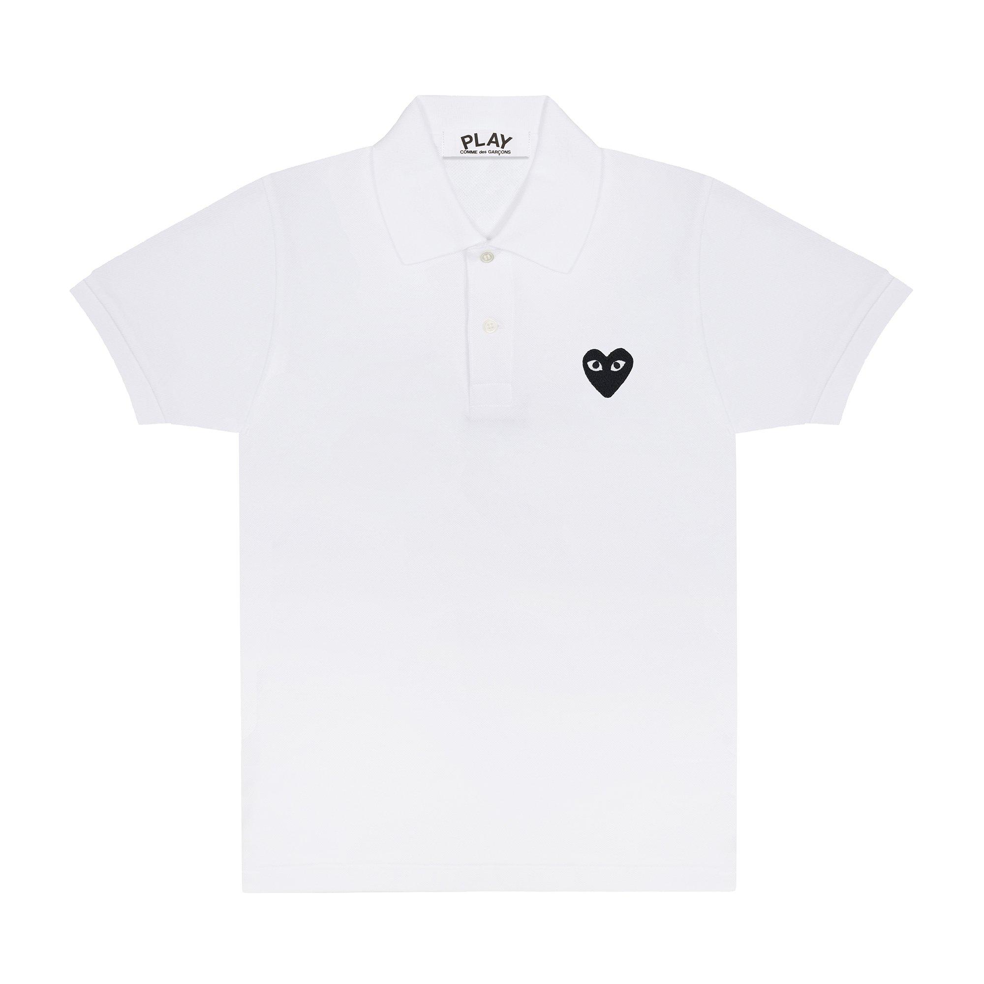Play - Black Polo Shirt - (White) by COMME DES GARCONS