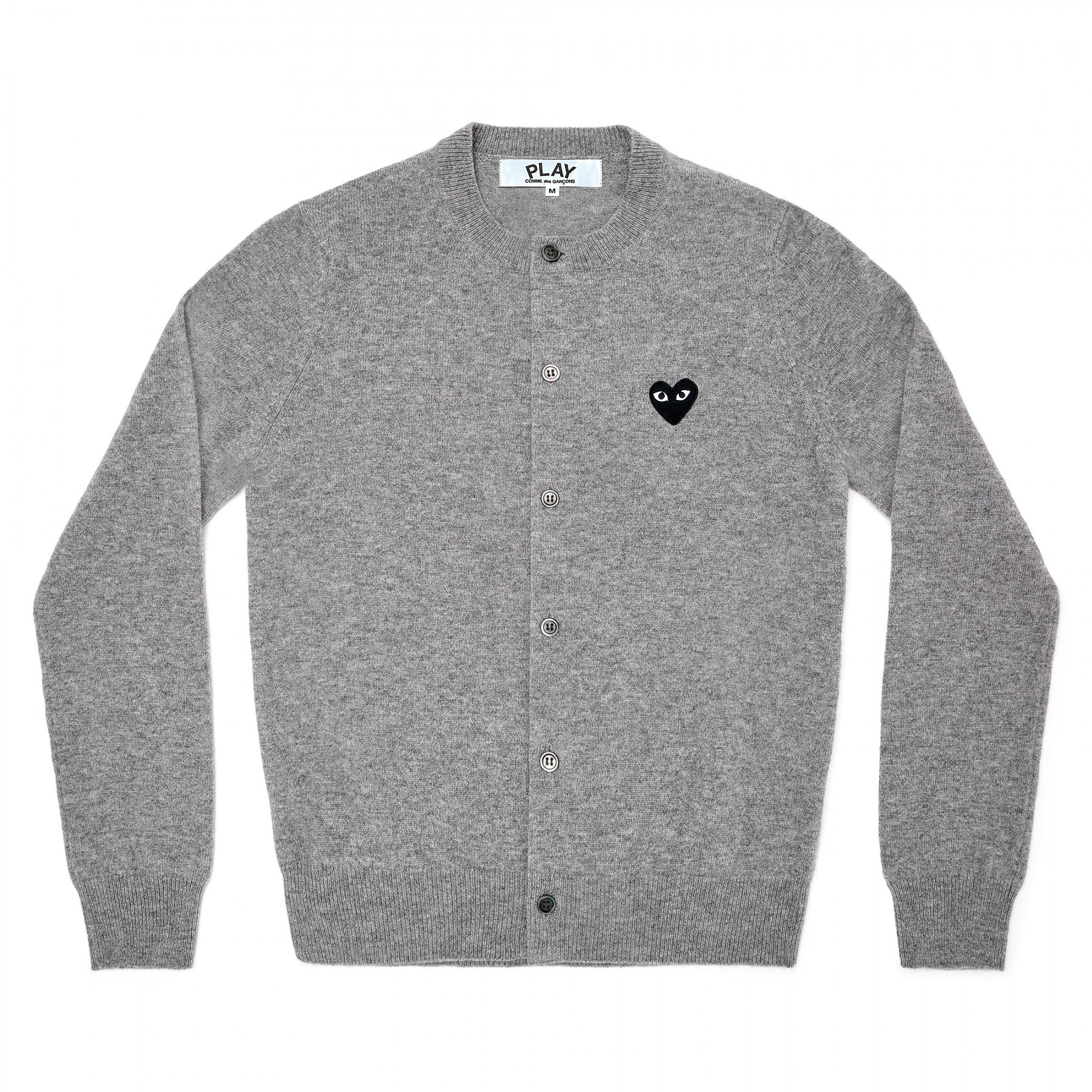 Play - Black Women’s Cardigan - (Grey) by COMME DES GARCONS