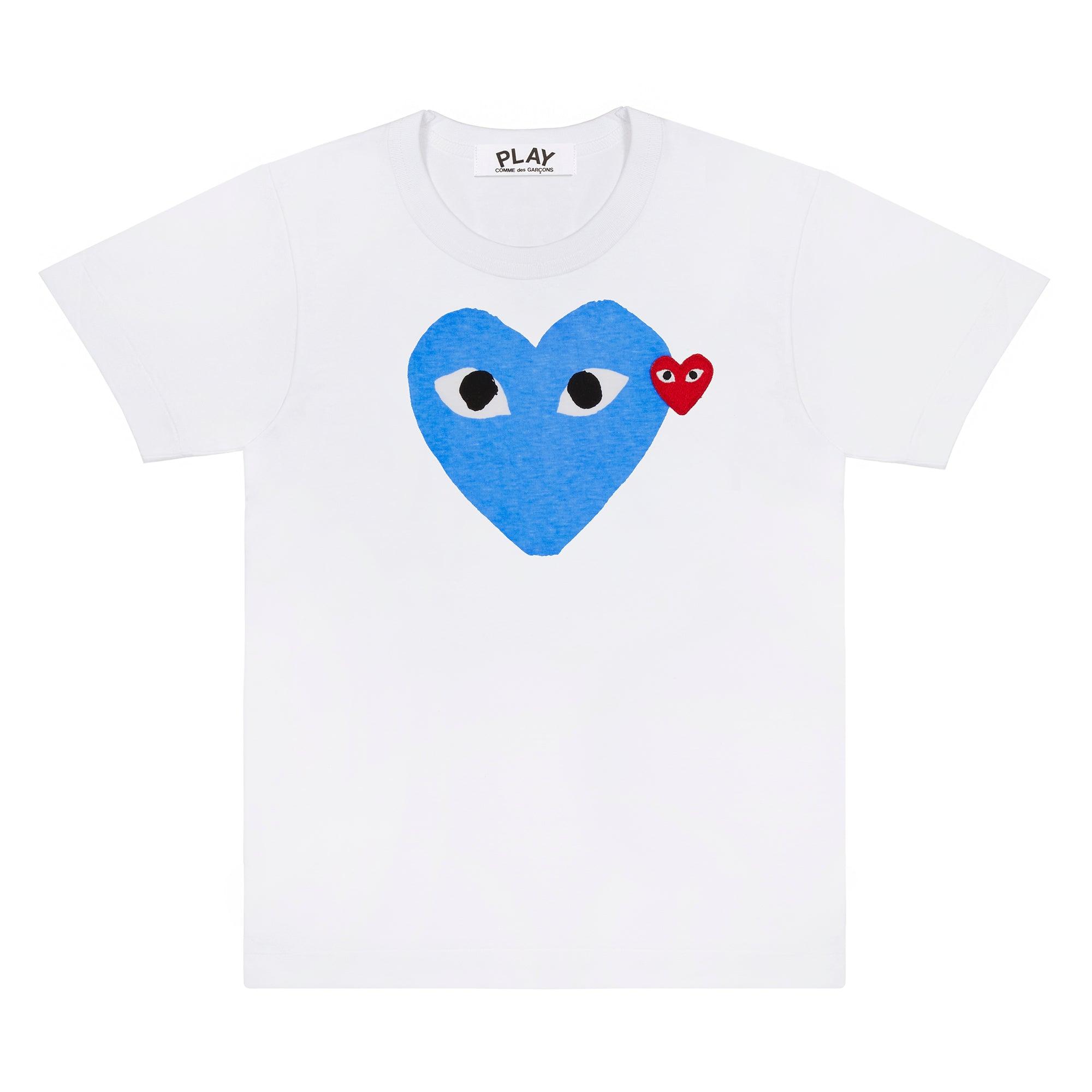 Play - Blue Heart T-Shirt - (White) by COMME DES GARCONS