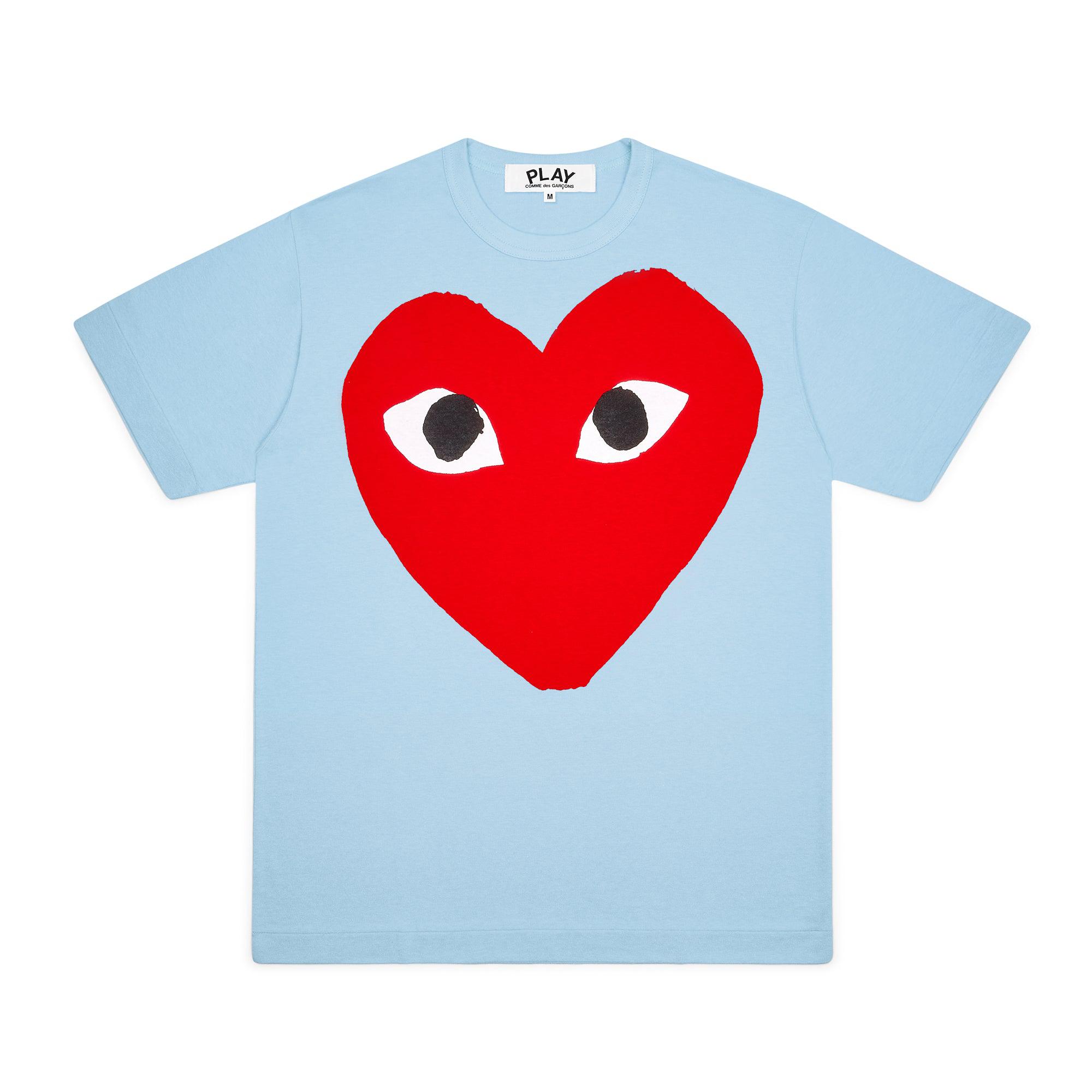 Play - Bright Heart Logo T-Shirt - (Blue) by COMME DES GARCONS