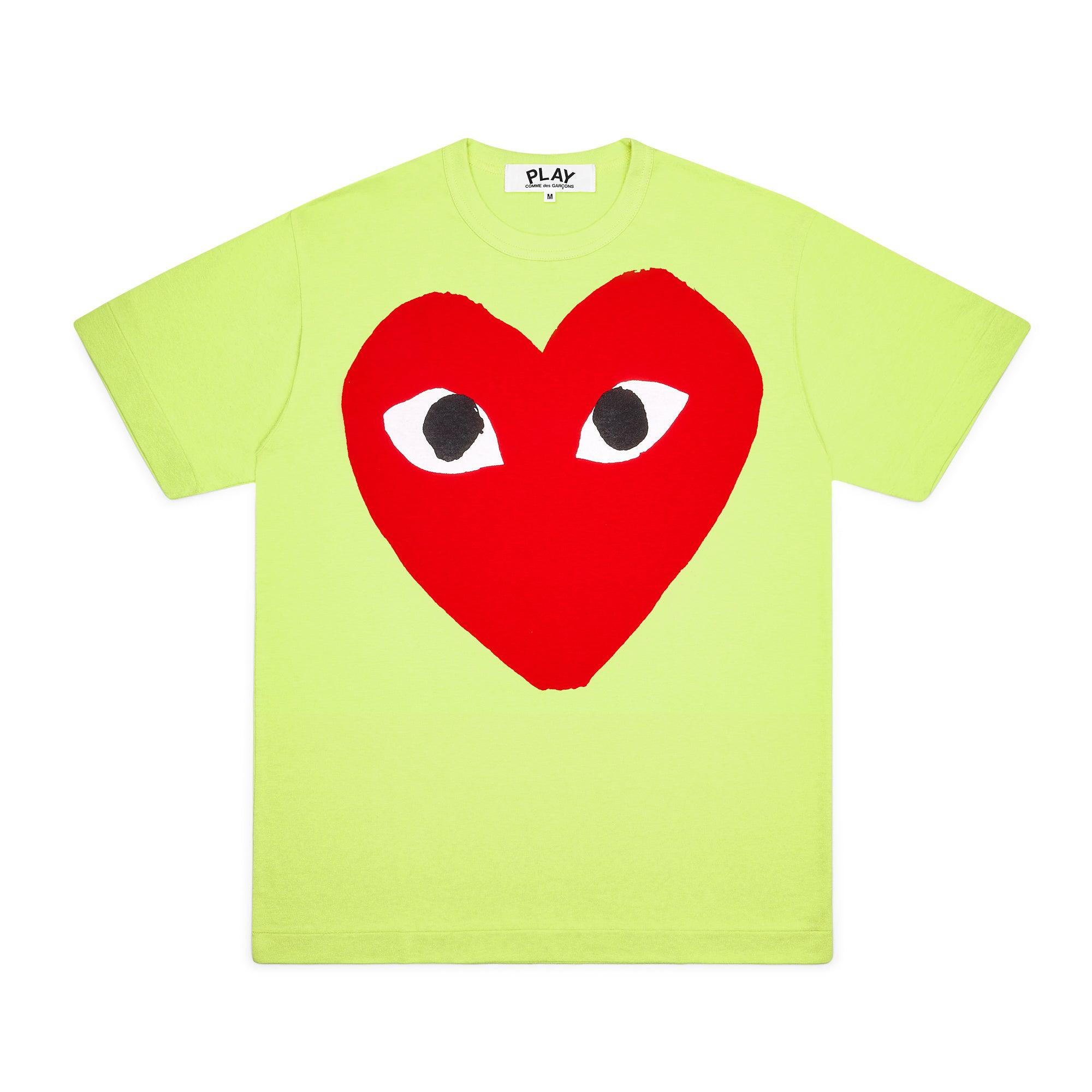 Play - Bright Heart Logo T-Shirt - (Green) by COMME DES GARCONS