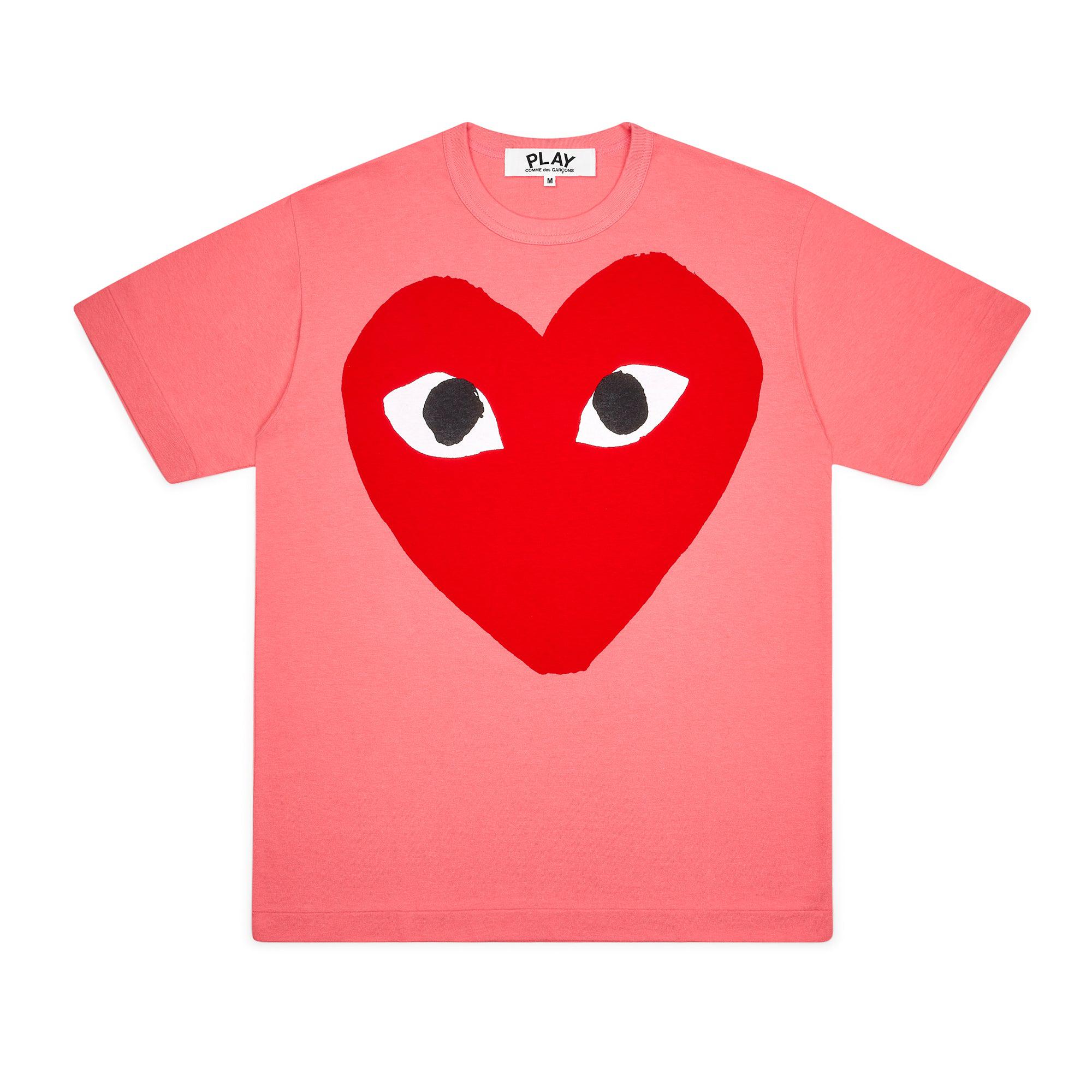 Play - Bright Heart Logo T-Shirt - (Pink) by COMME DES GARCONS