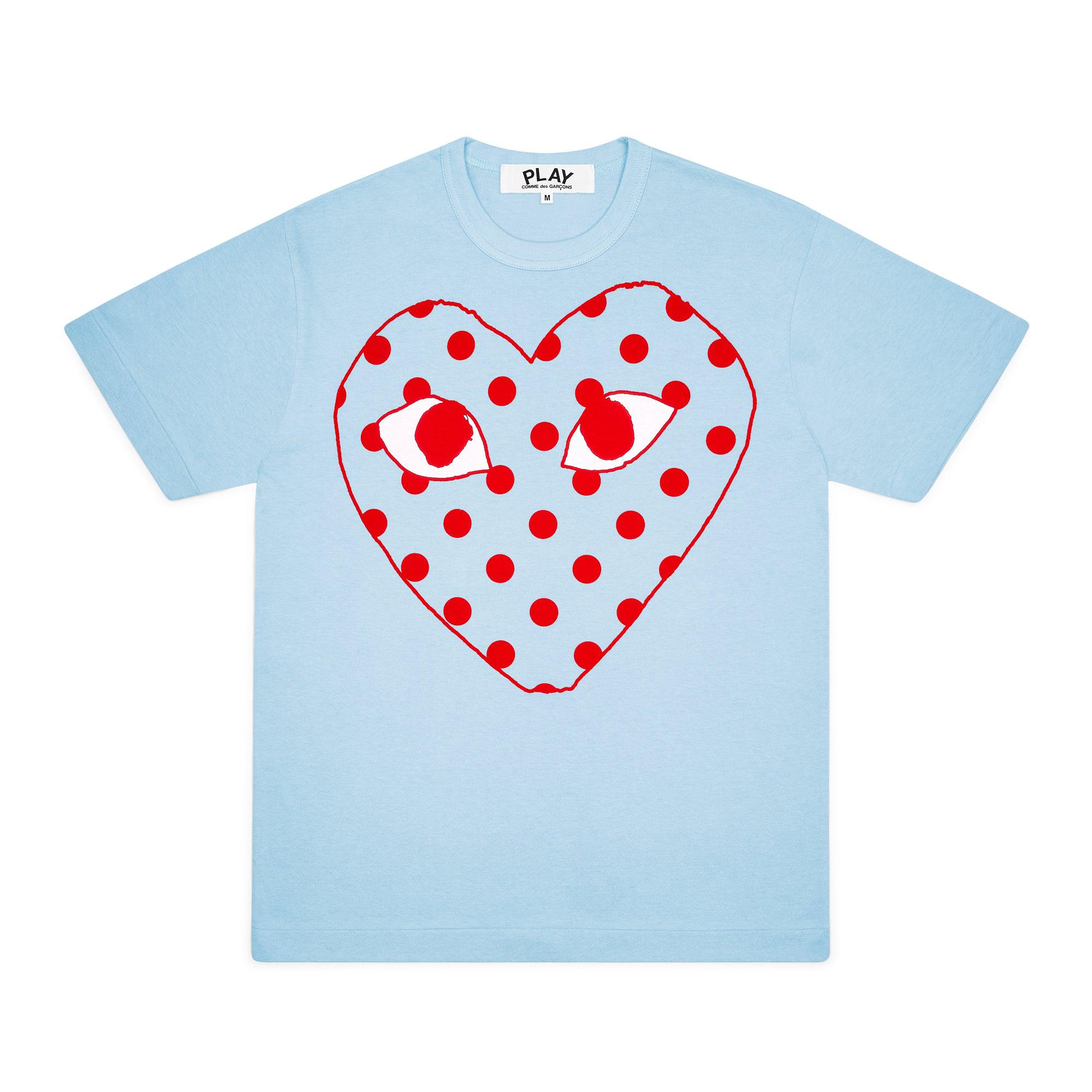 Play - Bright Spotted Heart T-Shirt - (Blue) by COMME DES GARCONS