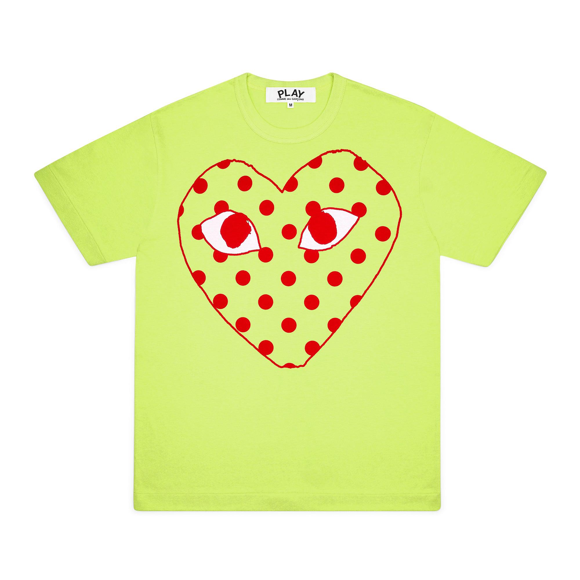 Play - Bright Spotted Heart T-Shirt - (Green) by COMME DES GARCONS