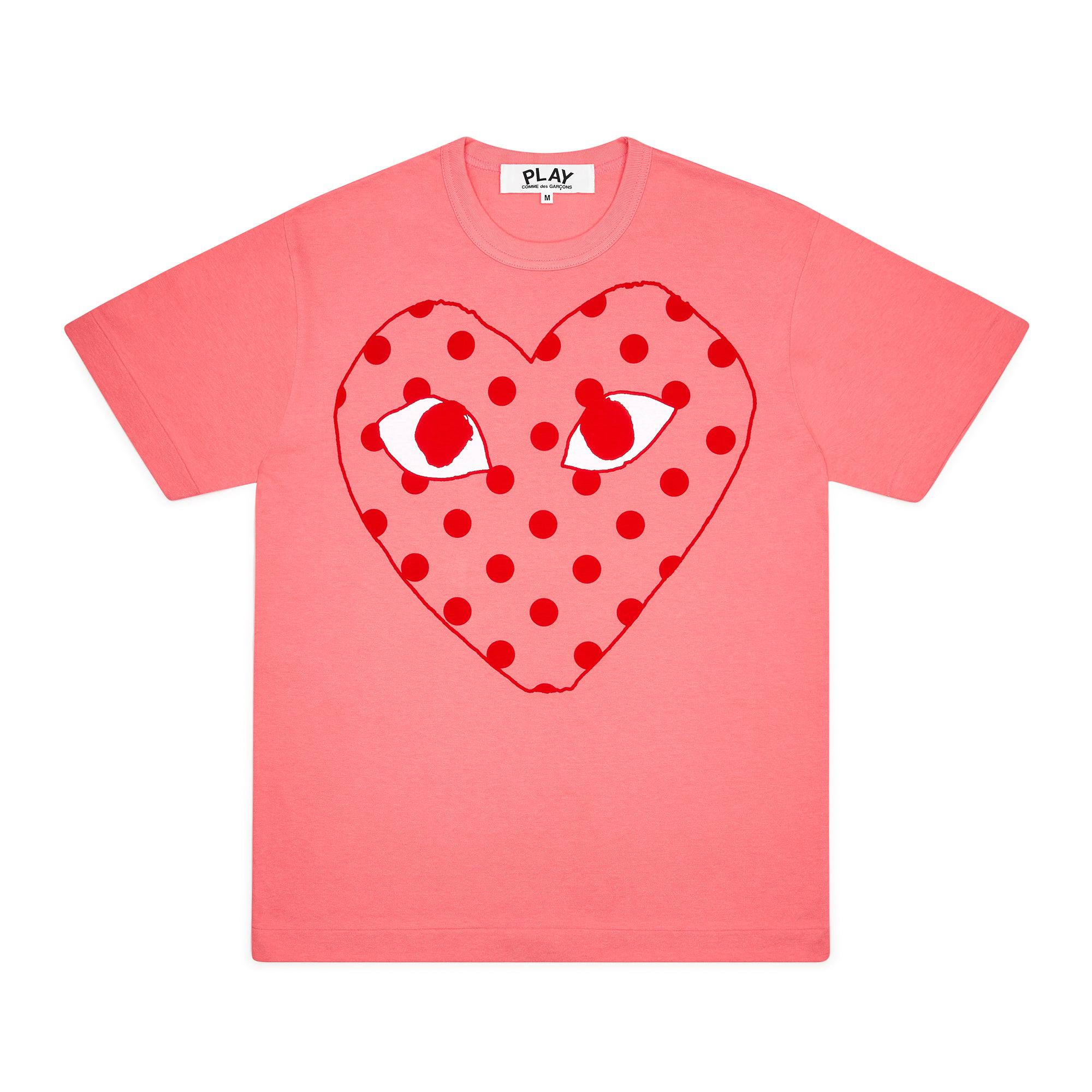 Play - Bright Spotted Heart T-Shirt - (Pink) by COMME DES GARCONS