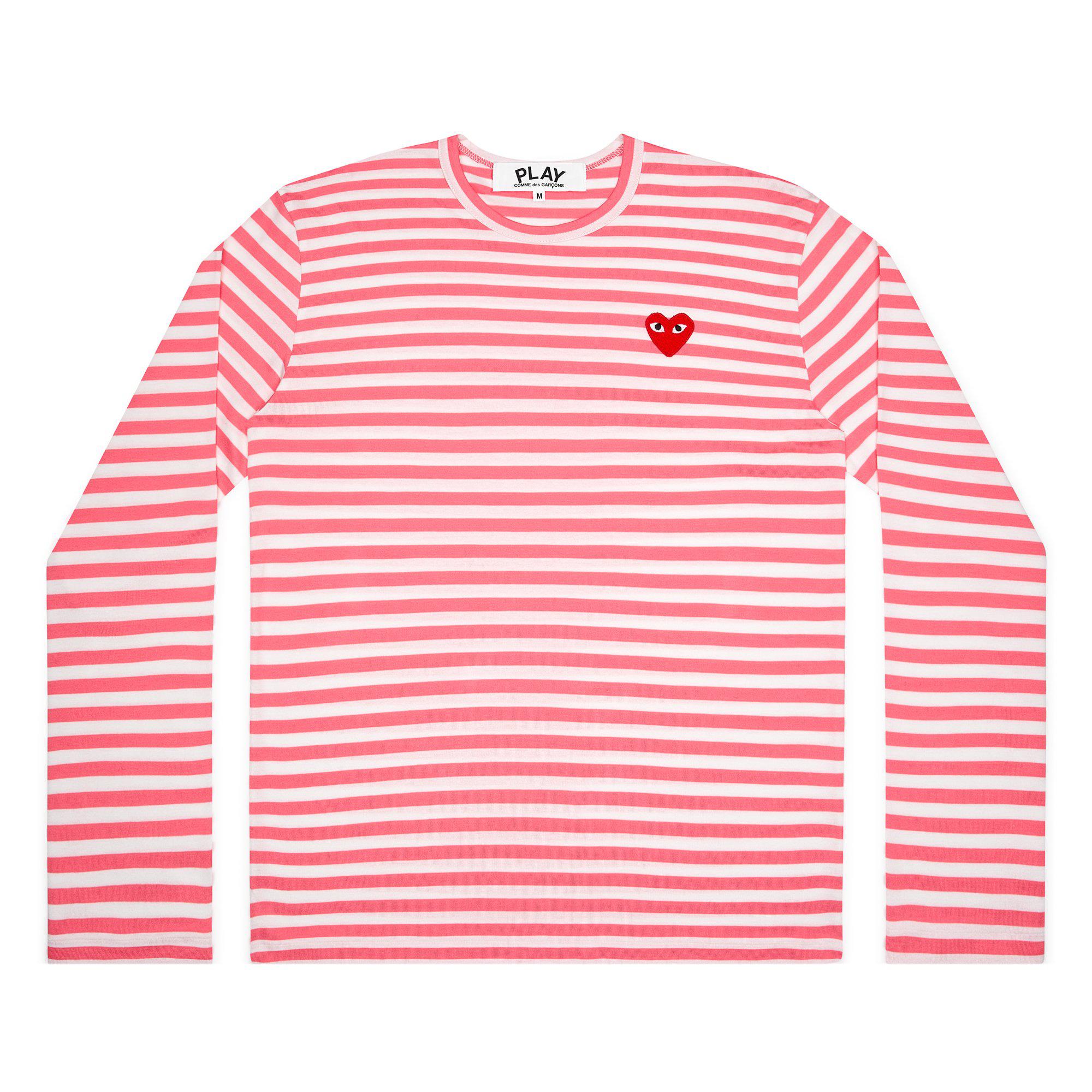 Play - Bright Striped Long Sleeve - (Pink) by COMME DES GARCONS
