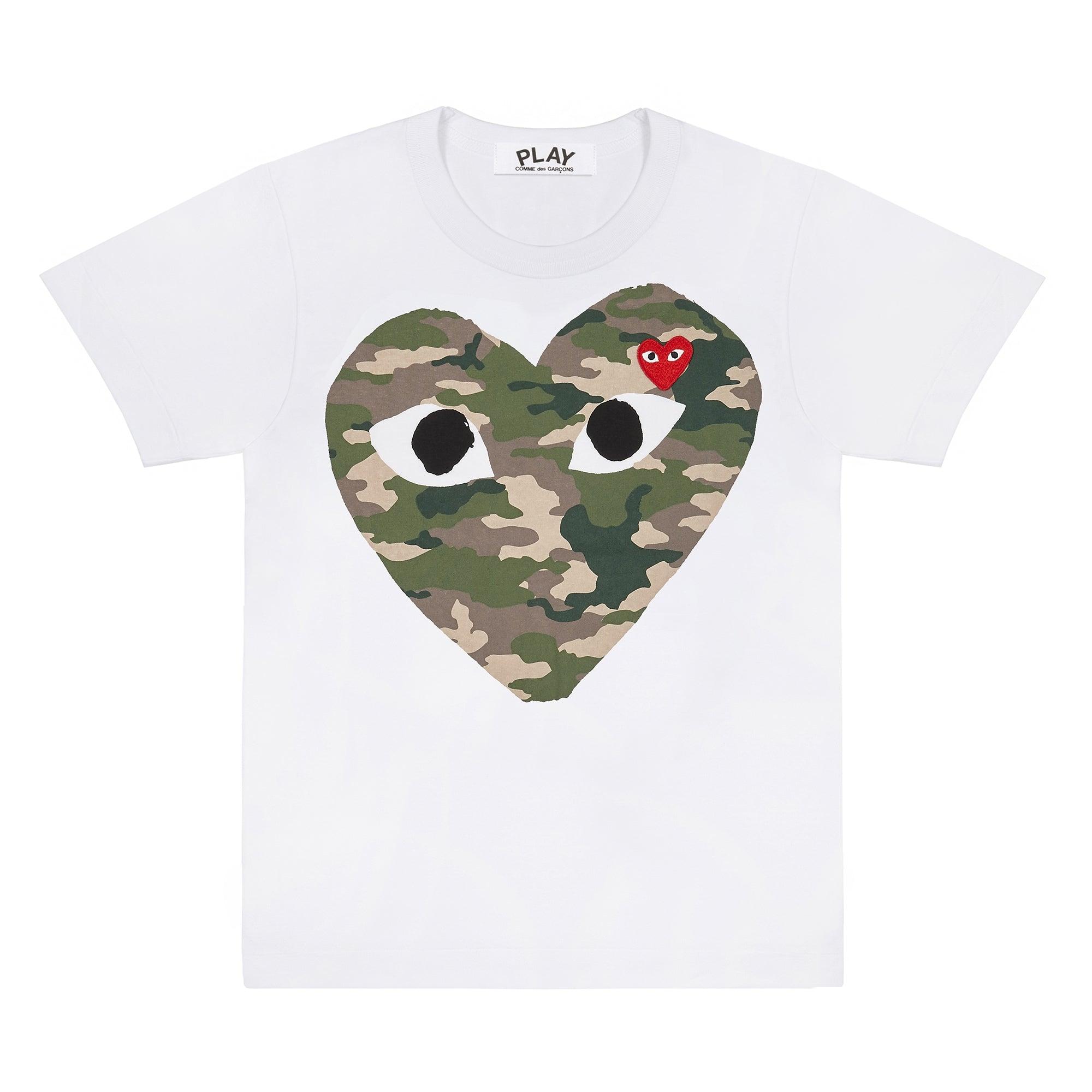 Play - Camouflage Heart Big T-Shirt - (T241)(T242)(White) by COMME DES GARCONS