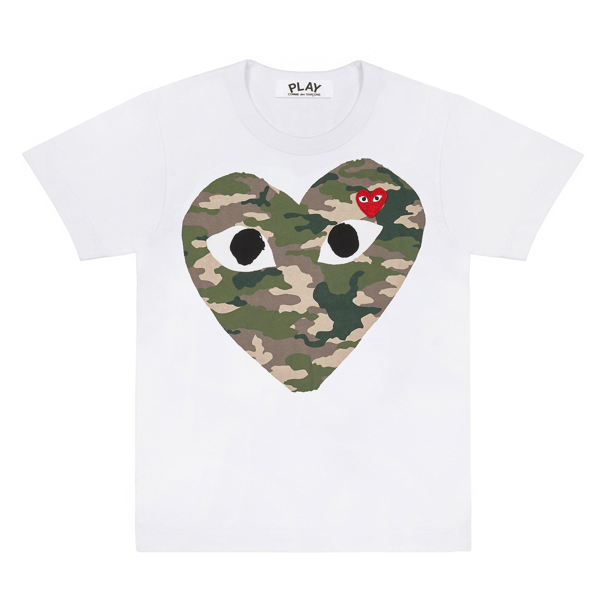 Play - Camouflage Heart T-Shirt - (White) by COMME DES GARCONS