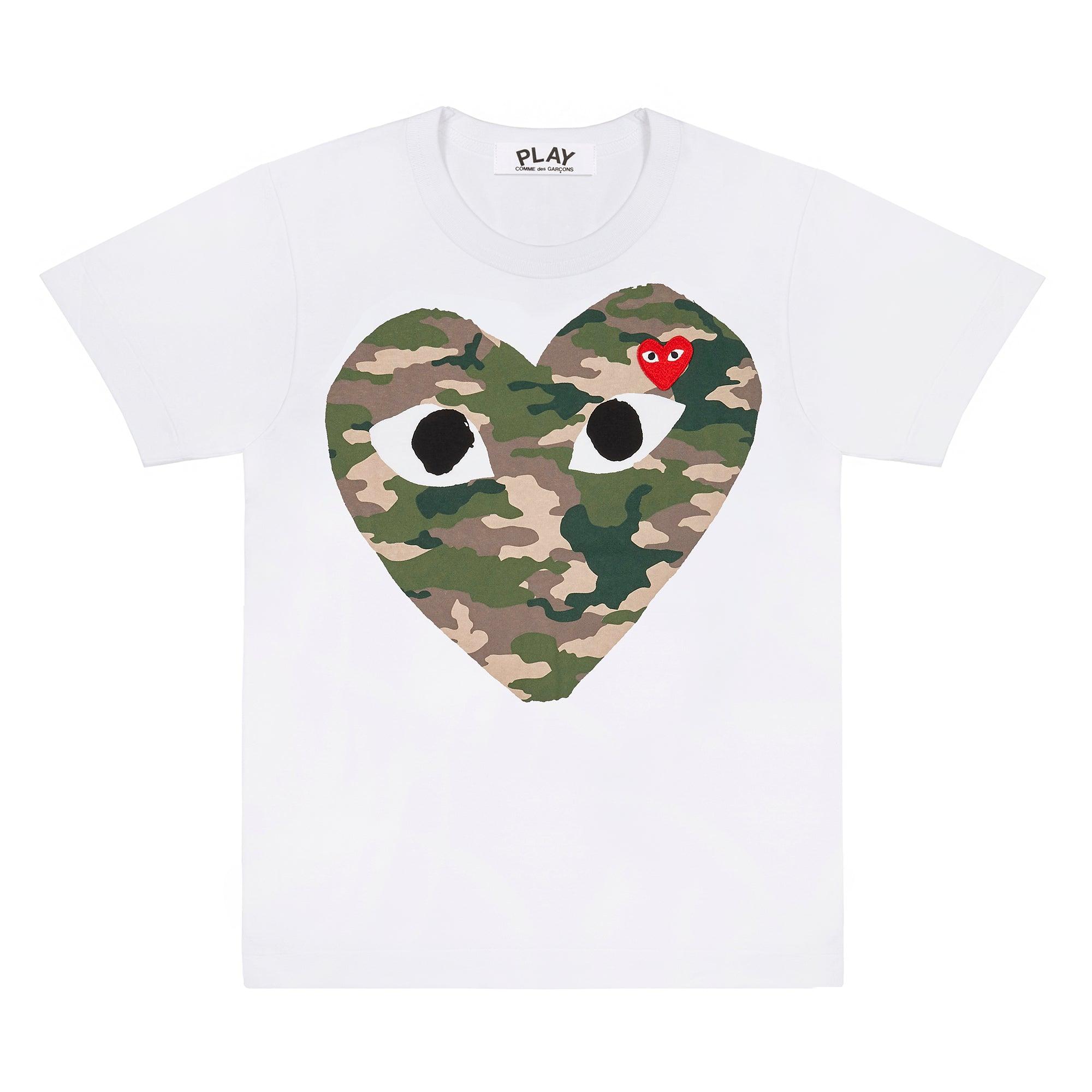 Play - Camouflage Heart T-Shirt - (White) by COMME DES GARCONS