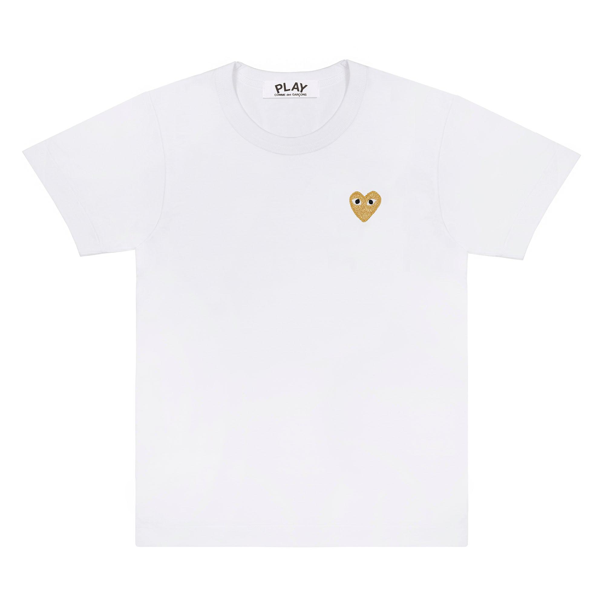 Play Comme des Garçons - Gold Heart T-Shirt - (White) by COMME DES GARCONS
