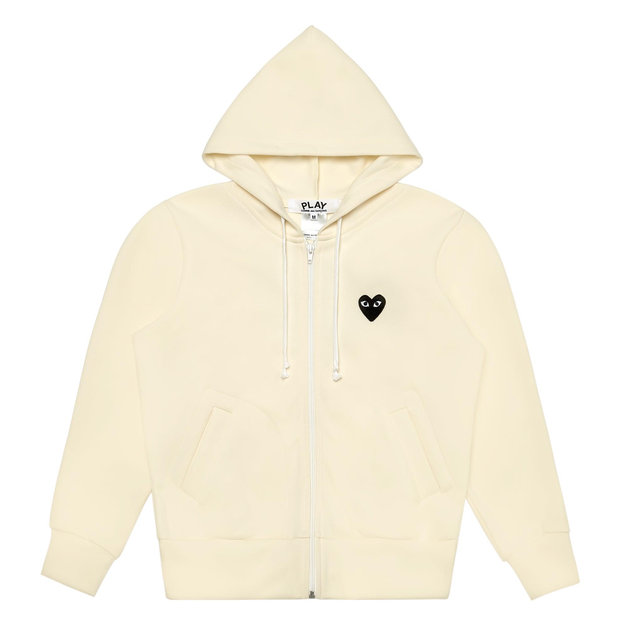 Play Comme des Garçons - Hooded Sweatshirt with Big Hearts - (Ivory) by COMME DES GARCONS