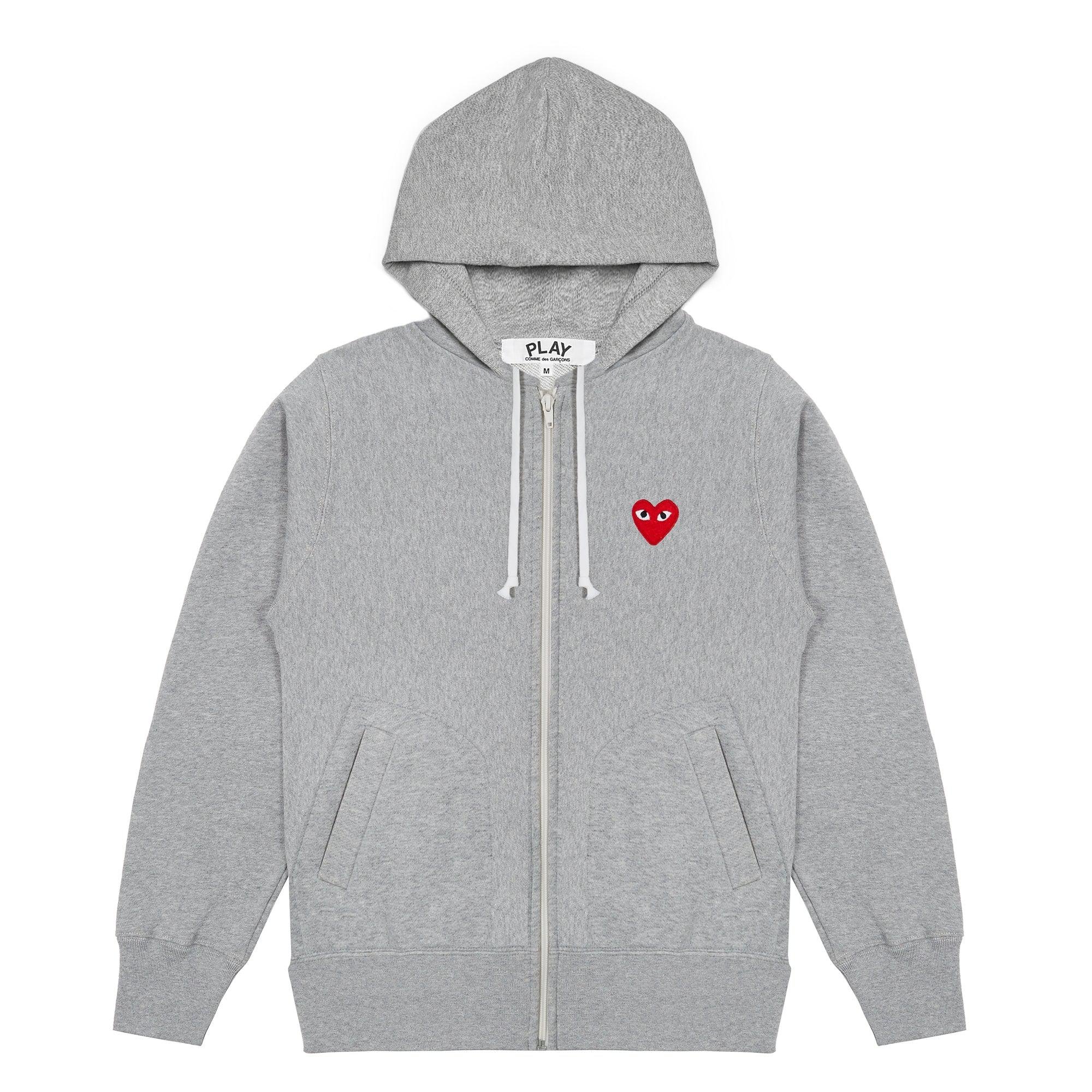 Play Comme des Garçons - Hooded Zip-Up - (Grey) by COMME DES GARCONS