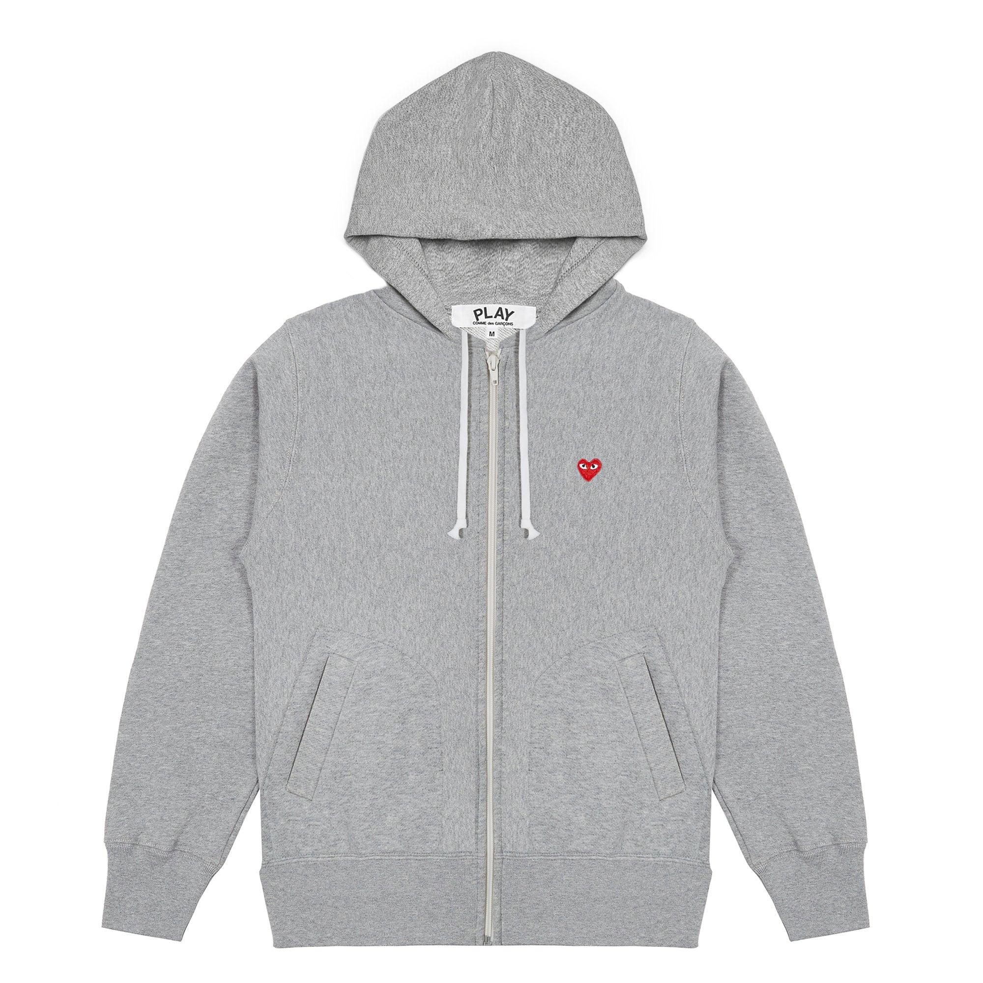 Play Comme des Garçons - Mini Red Heart Hooded Sweatshirt - (Grey) by COMME DES GARCONS