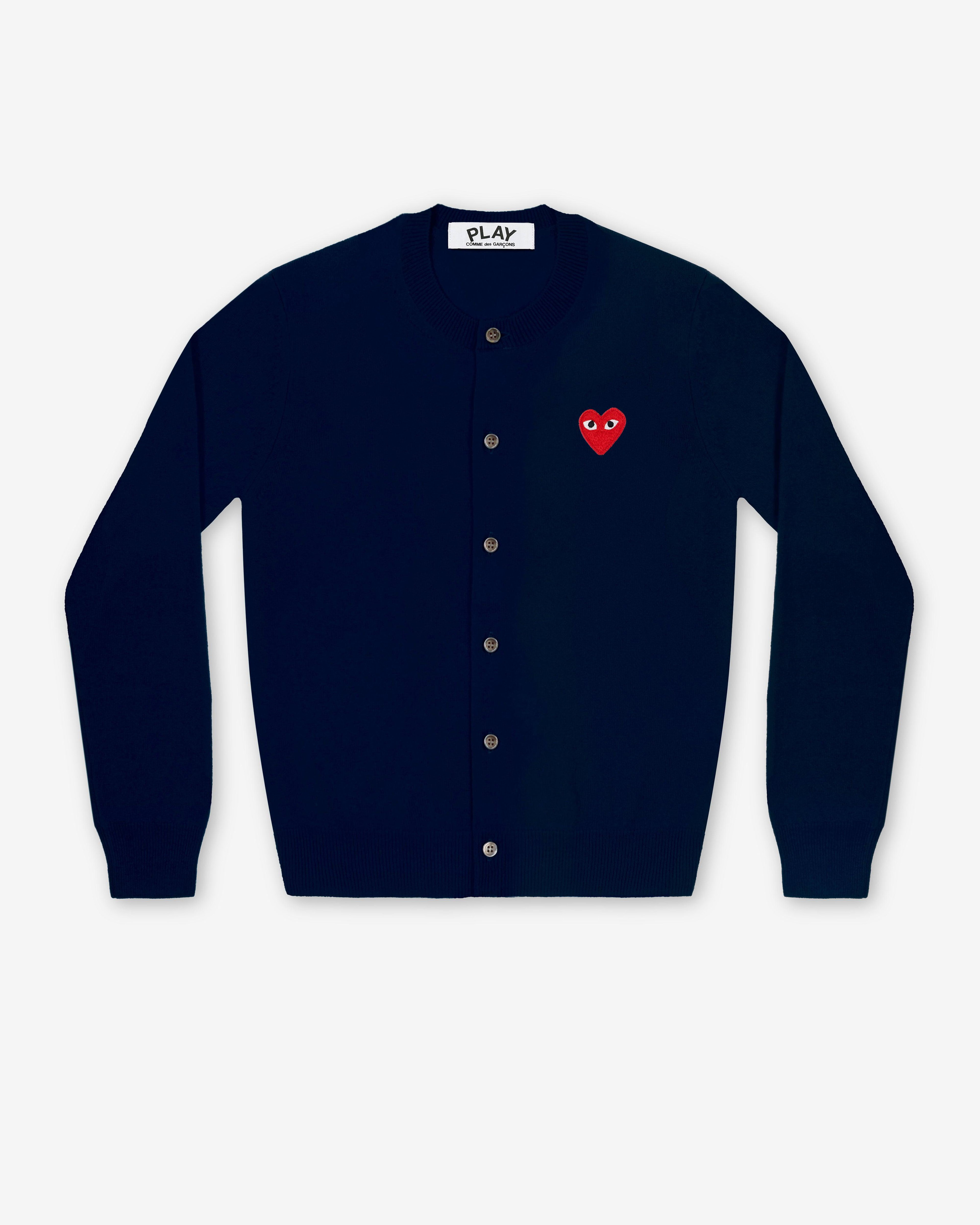 Play Comme des Garçons - Red Cardigan - (Navy) by COMME DES GARCONS