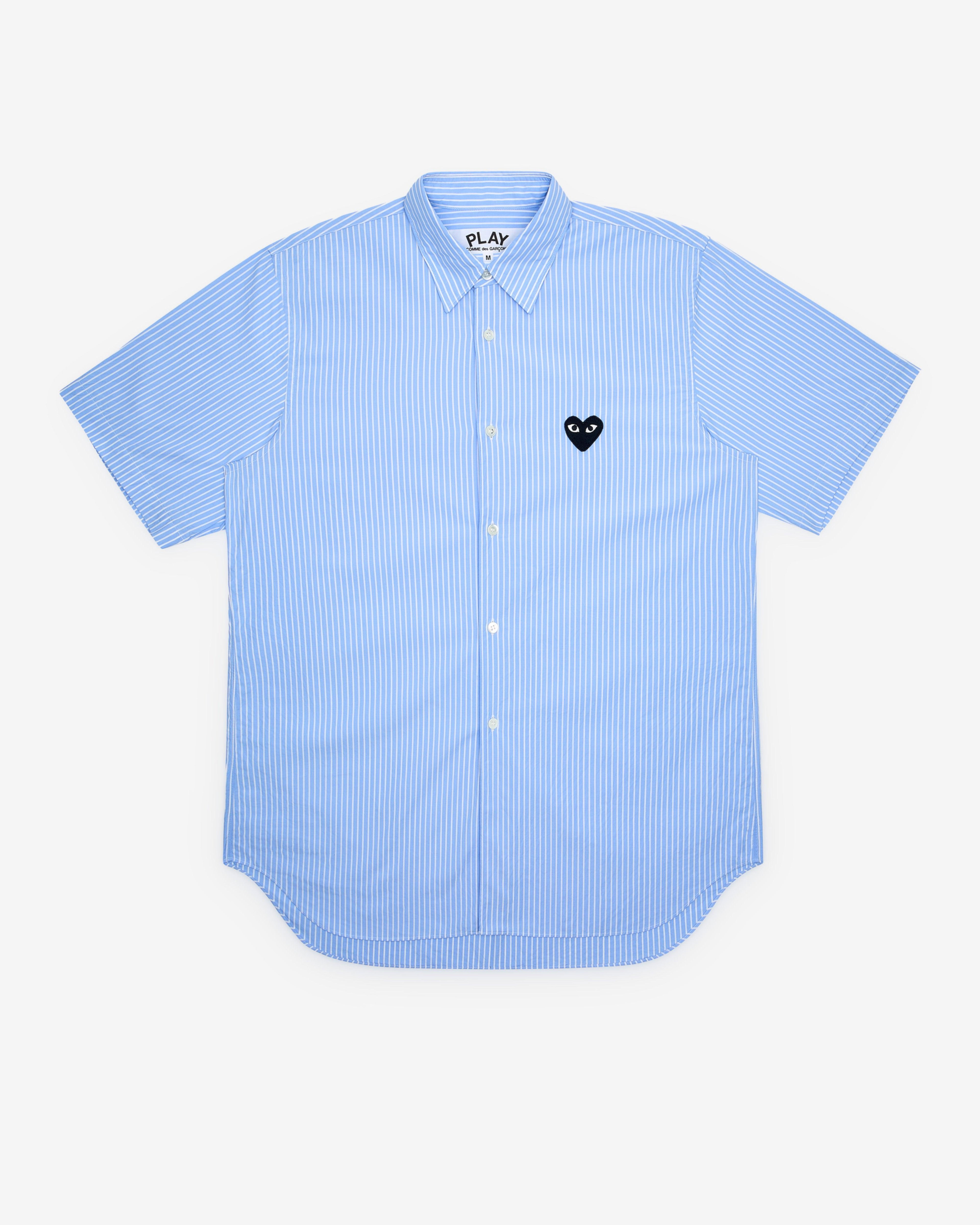 Play Comme des Garçons - Striped Short Sleeve Shirt - (Light Blue) by COMME DES GARCONS