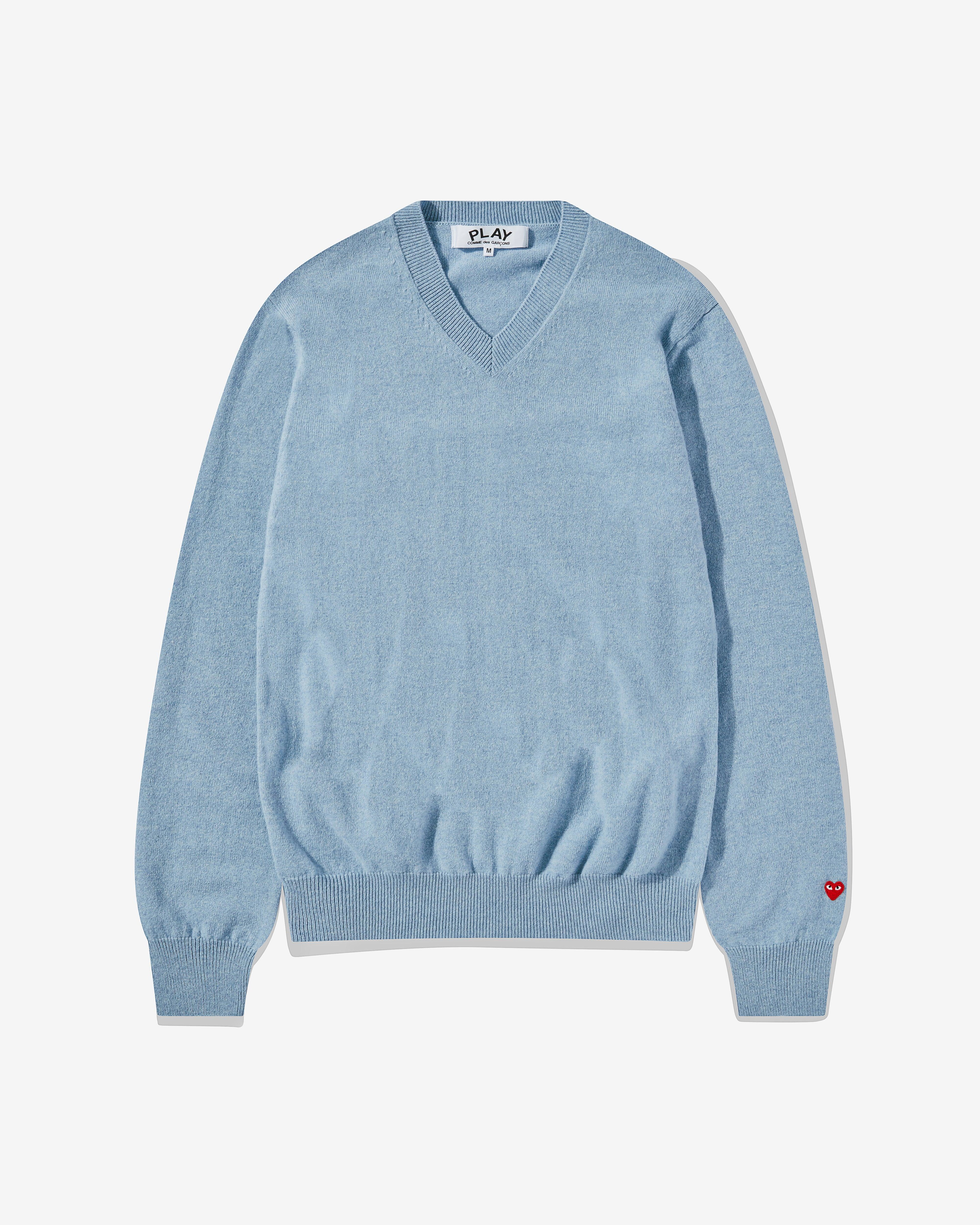 Play Comme des Garçons - V-Neck Sweater - (Blue) by COMME DES GARCONS