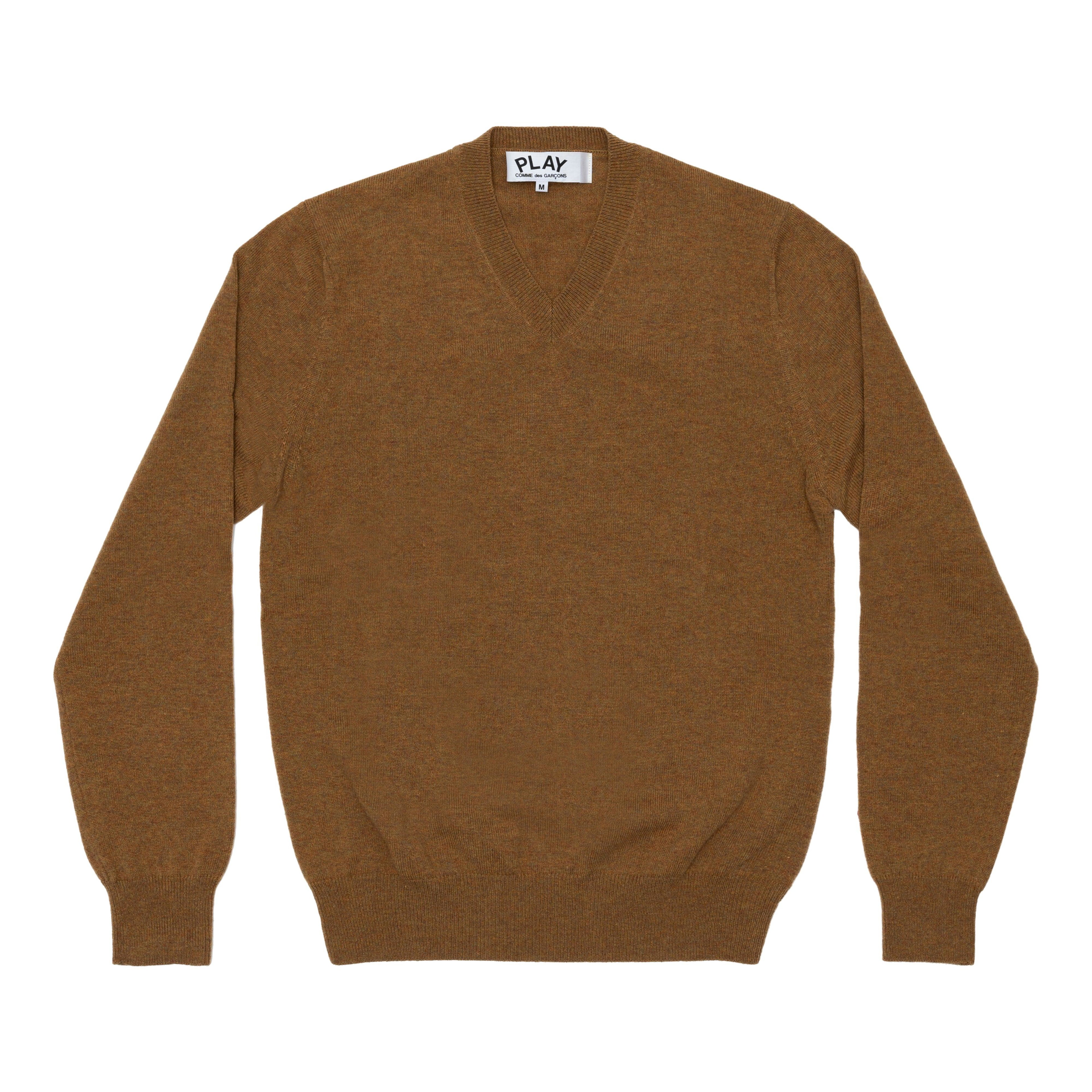 Play Comme des Garçons - V-Neck Sweater - (Camel) by COMME DES GARCONS