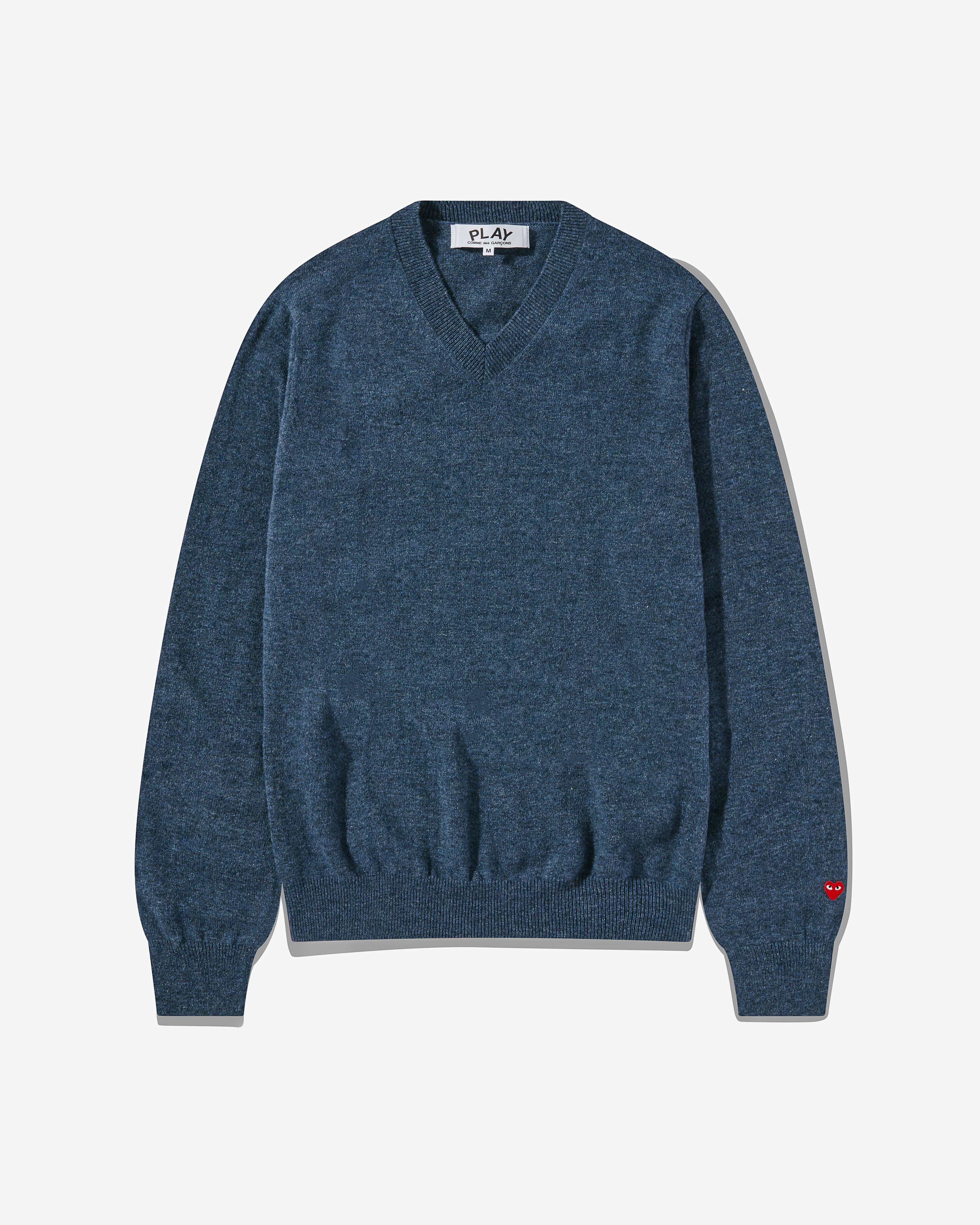Play Comme des Garçons - V-Neck Sweater - (Navy) by COMME DES GARCONS