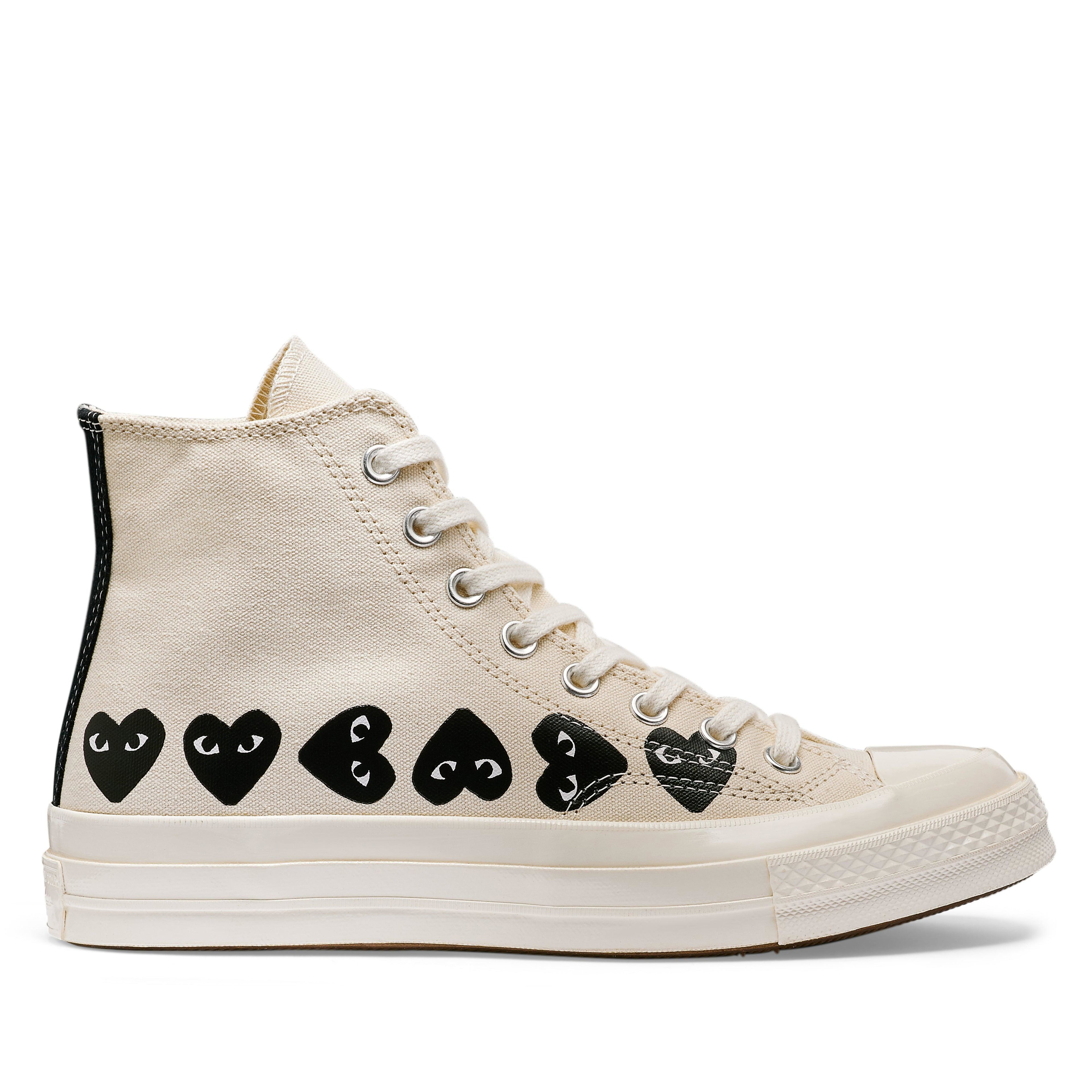 Play Converse - Multi Black Heart Chuck Taylor All Star '70 High Sneakers - (Beige) by COMME DES GARCONS