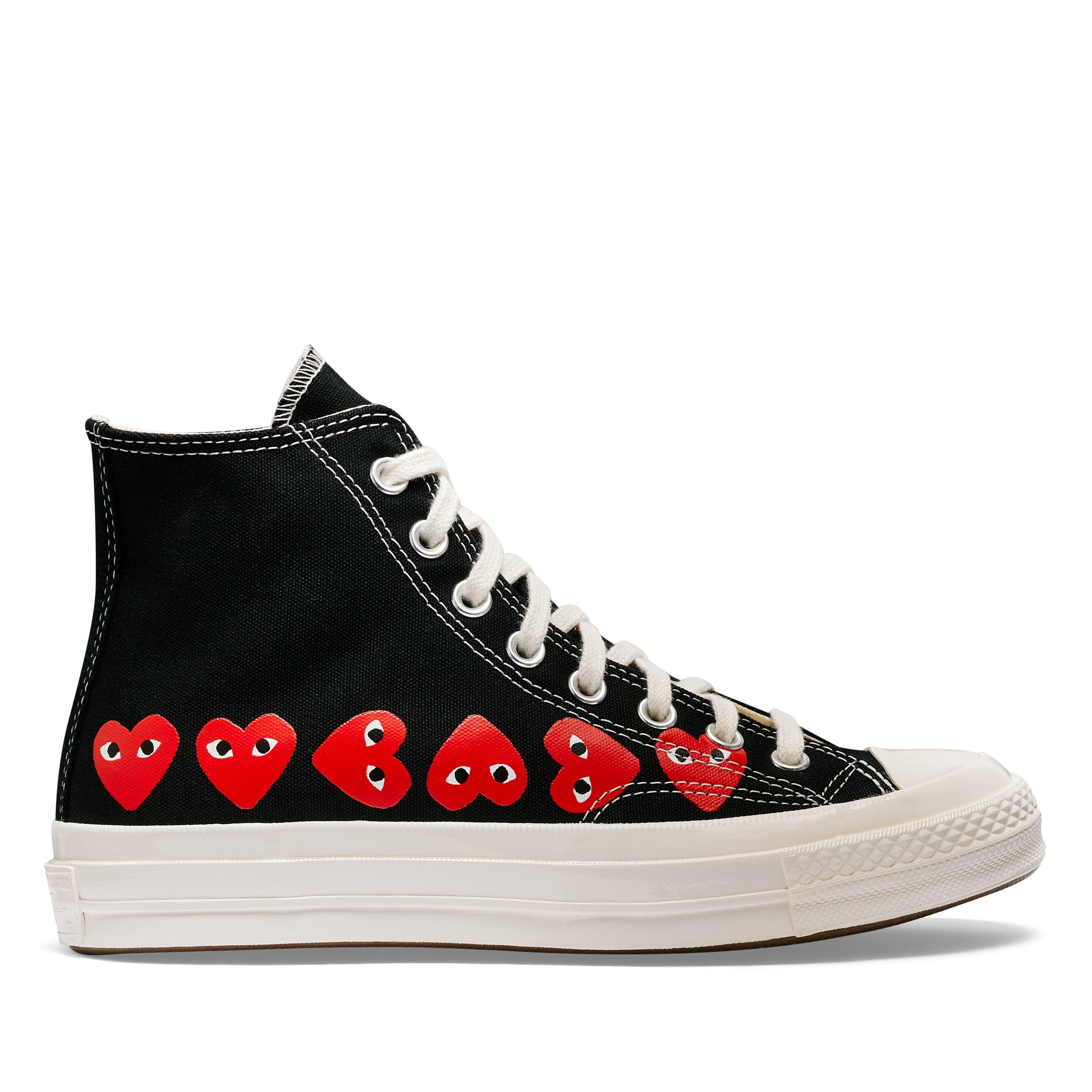 Play Converse - Multi Red Heart Chuck Taylor All Star '70 High Sneakers - (Black) by COMME DES GARCONS