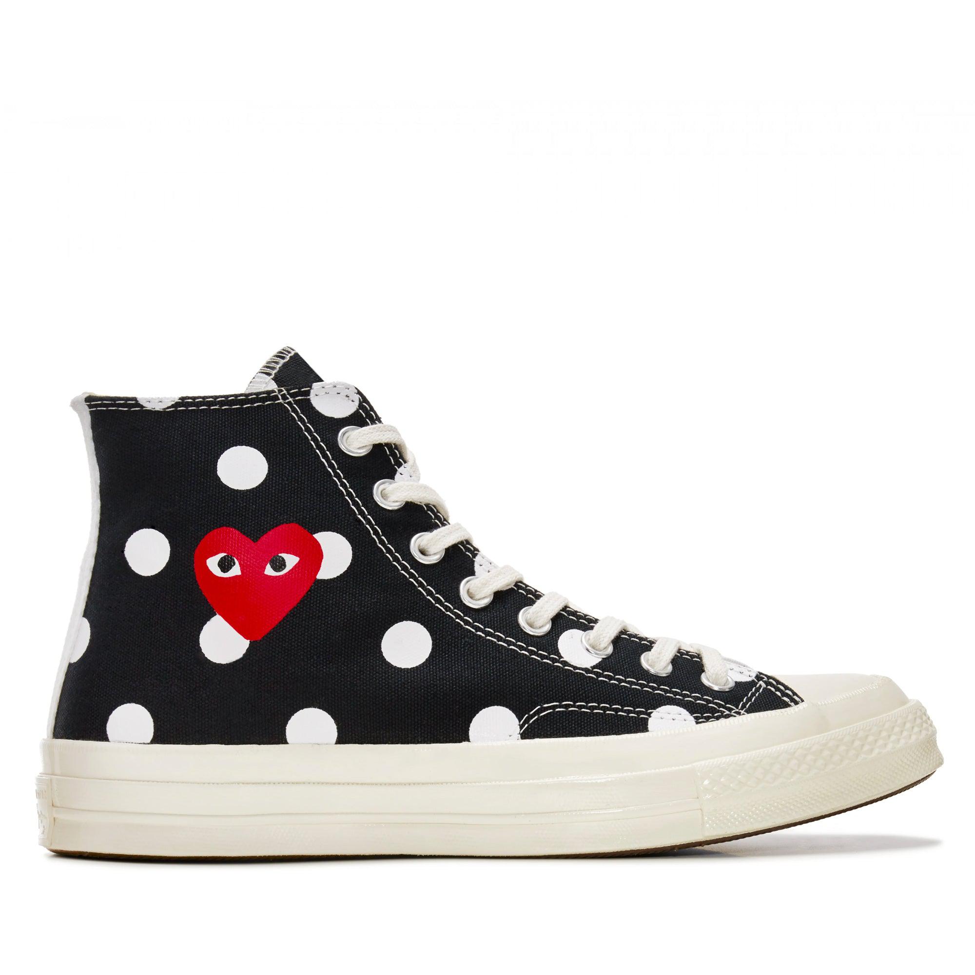 Play Converse - Polka Dot Red Heart Chuck Taylor All Star ’70 High Sneakers - (Black) by COMME DES GARCONS