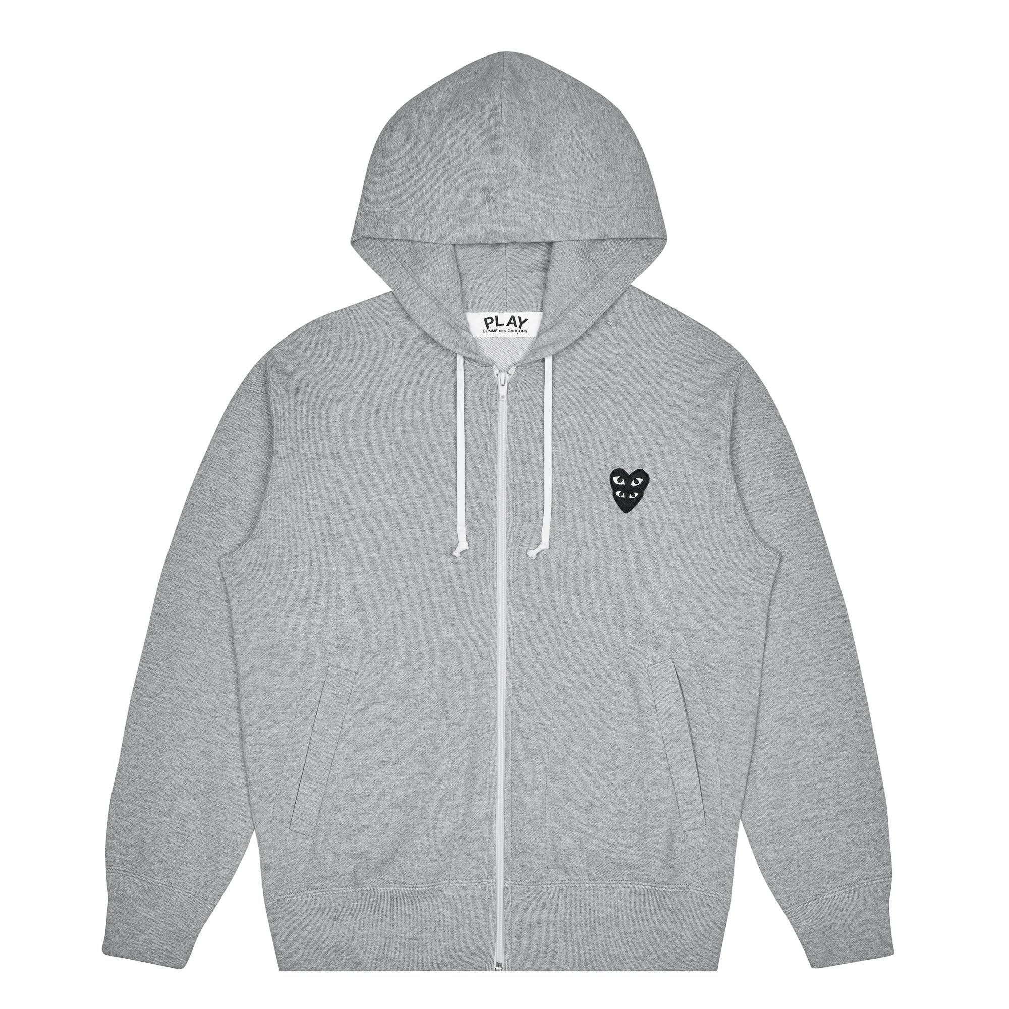 Play - Double Eye Black Heart Hooded Sweatshirt - (Grey) by COMME DES GARCONS