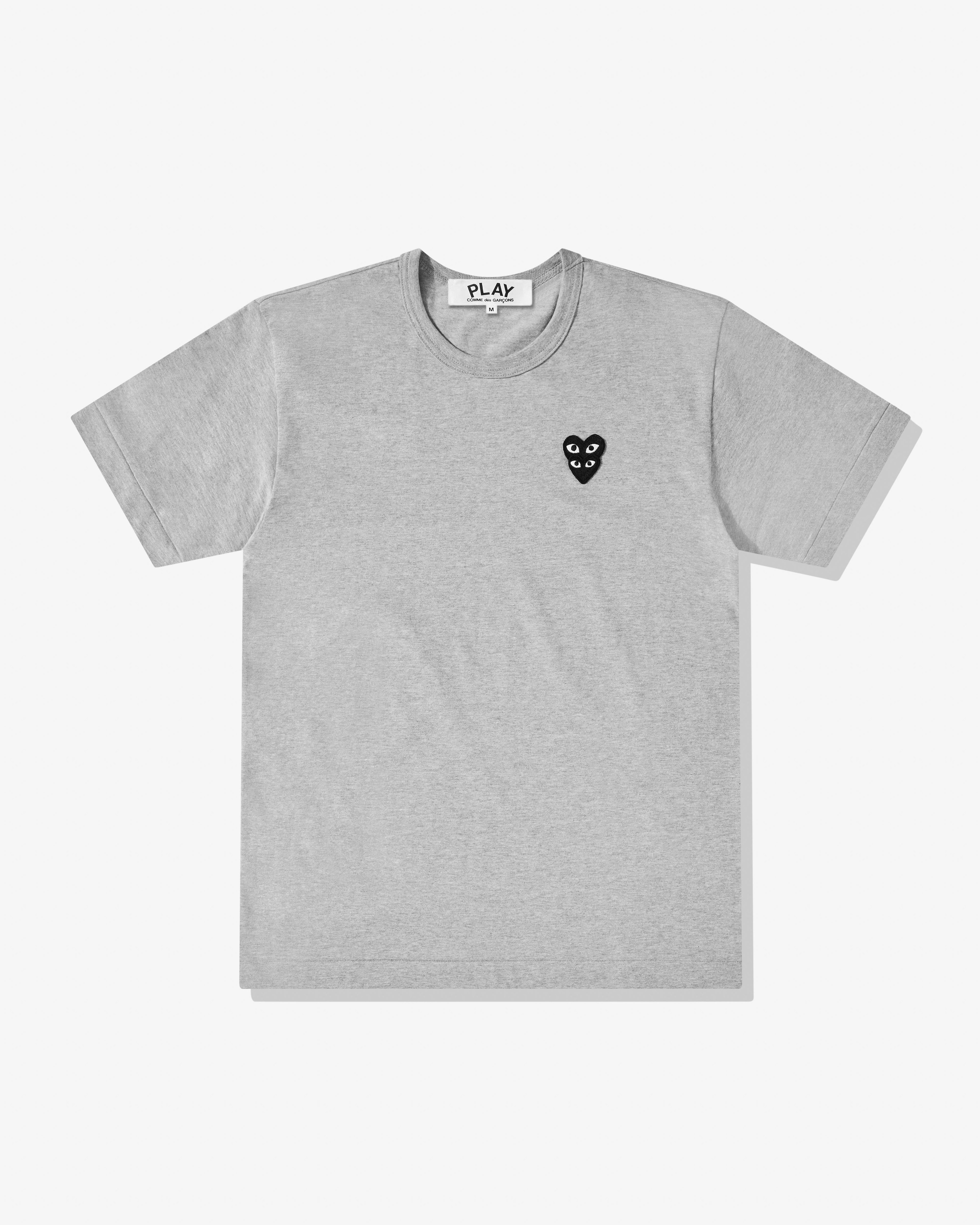 Play - Double Eye Black Heart T-Shirt - (Grey) by COMME DES GARCONS