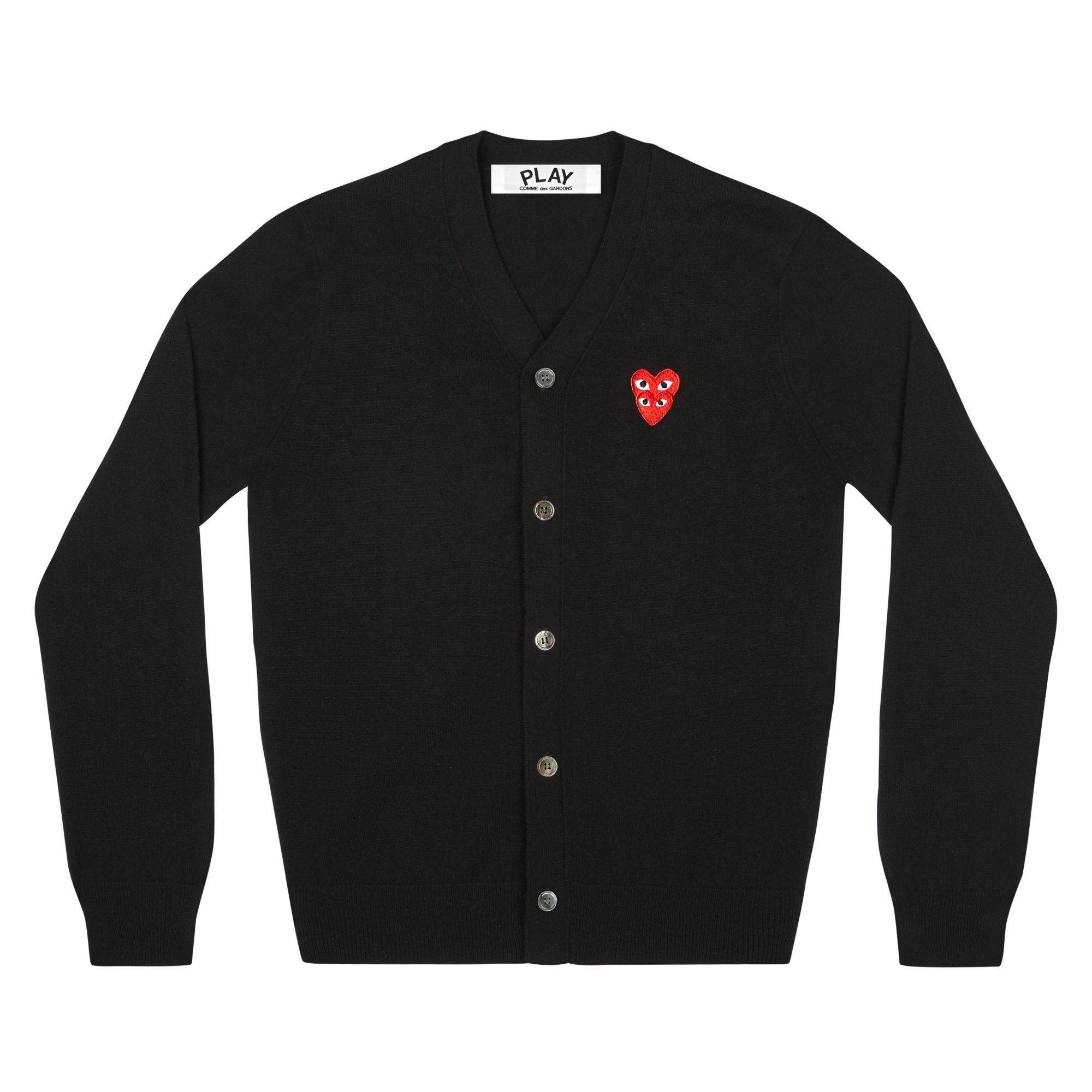 Play - Double Eye Men’s Cardigan - (Black) by COMME DES GARCONS